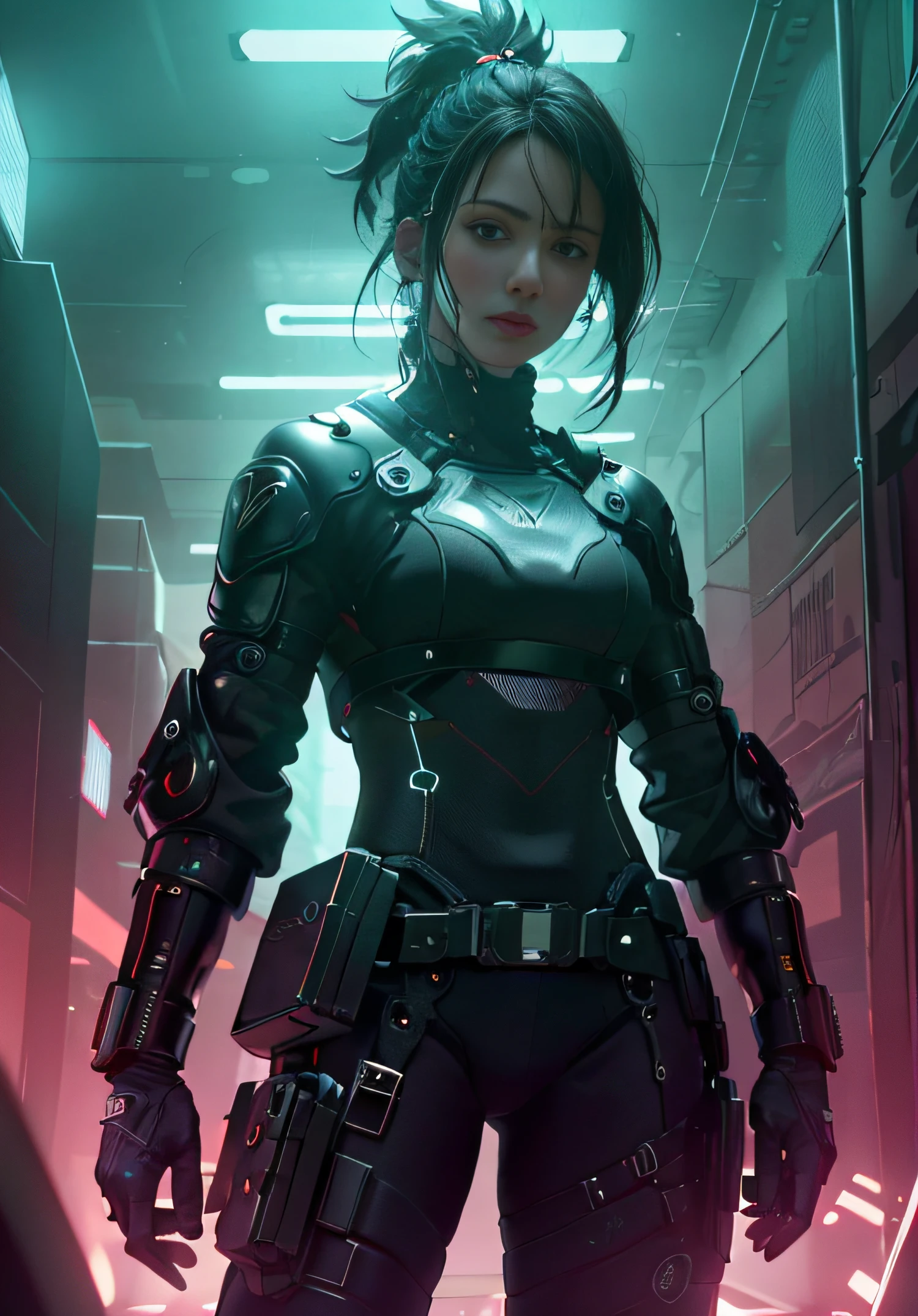 Ultra detalle, high resolusion, Ultra detallado, mejor calidad, Genial, Calidad superior, unidad de fondo de pantalla CG 8k extremadamente detallada, cinematography lighting, muchacha, cyberpunk, Chica oscura