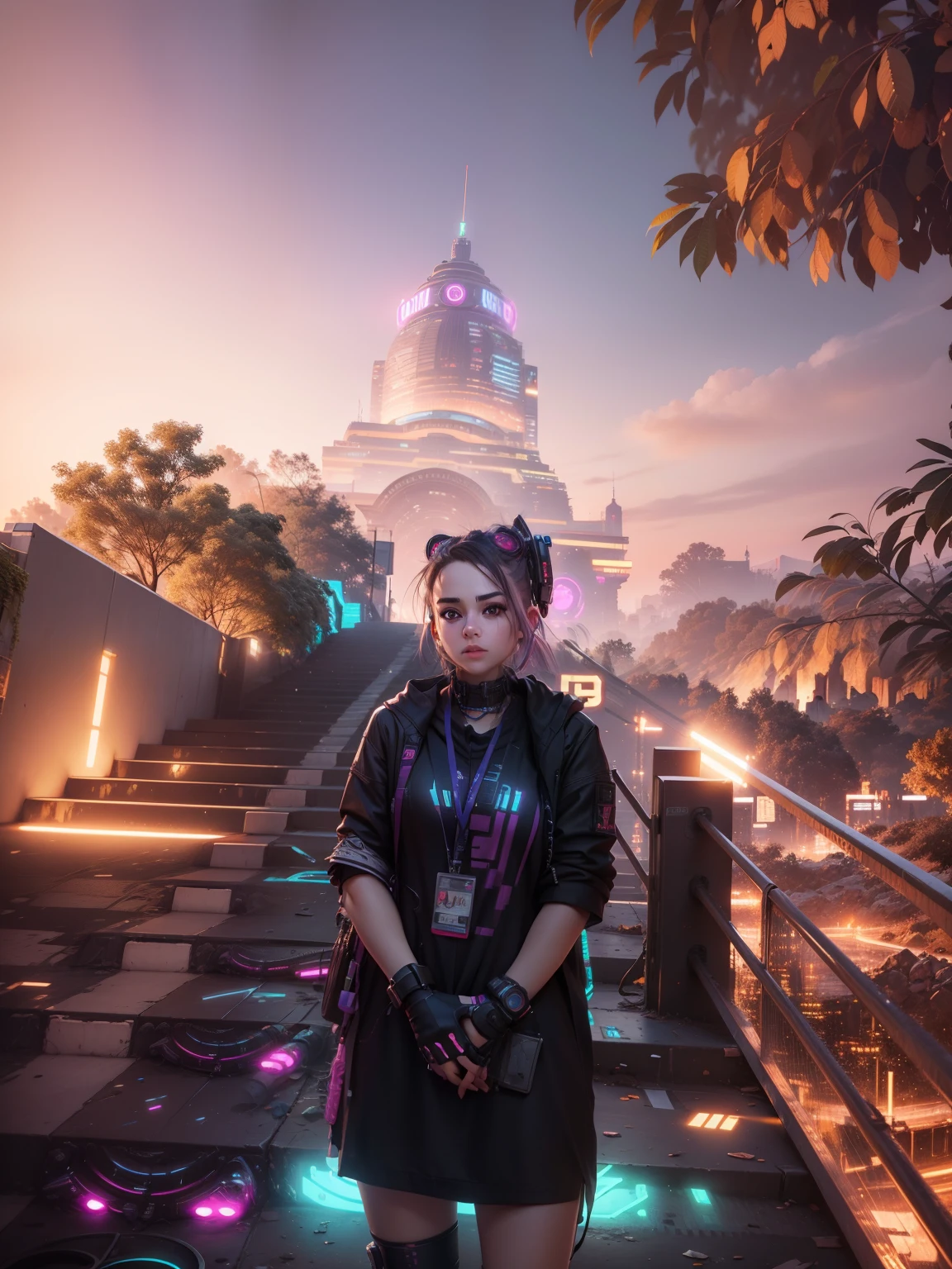 change background to cute girl cyberpunk realistic face,8k ultra realistic