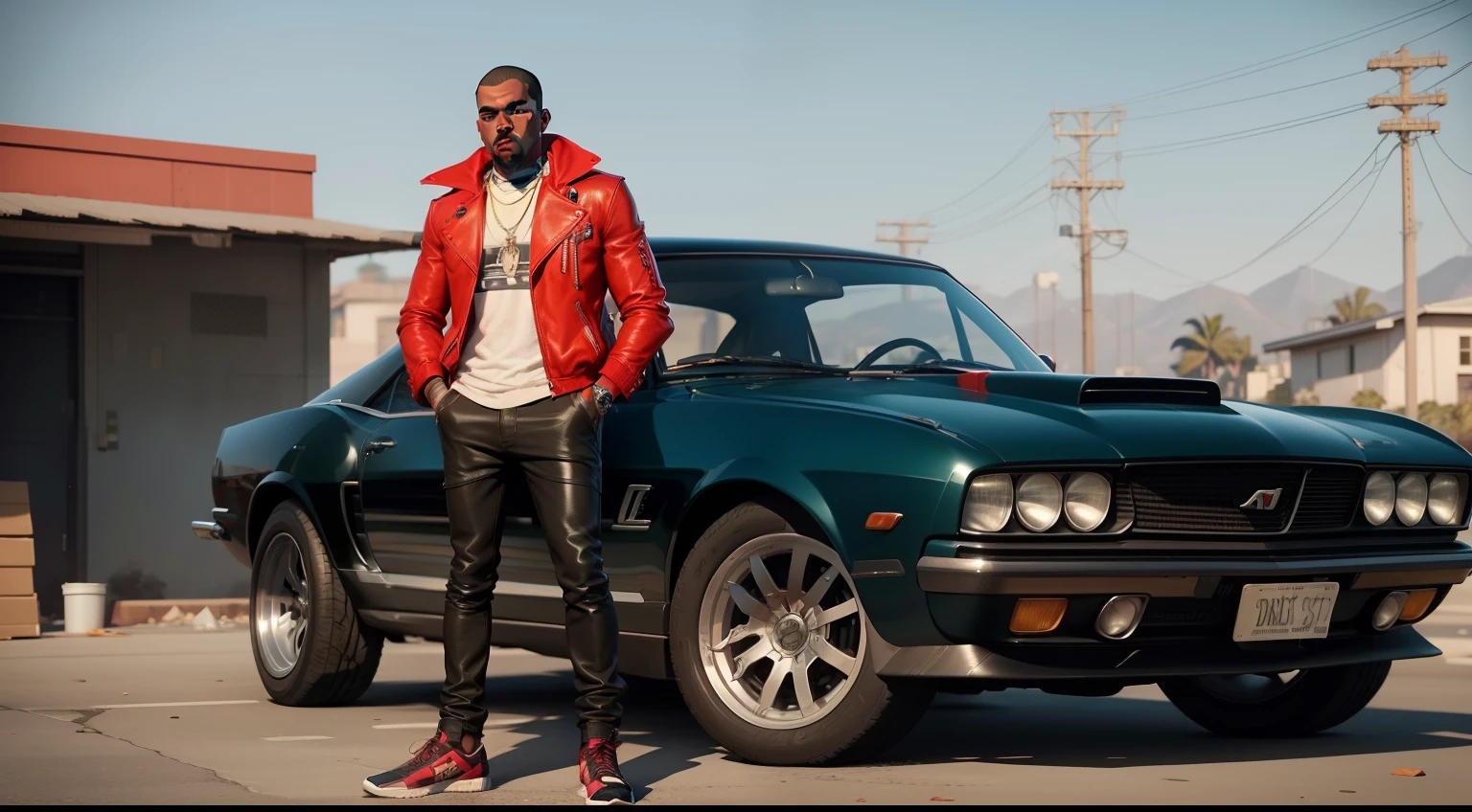 there is a man, gta personagem, Como o protagonista de GTA 5, gta v estilo, como um personagem de gtav, Kanye West em GTA v, Snoop dog, em gta v, GTA5 Estilo, gta v personagem , cabelo vermelho,homem negro