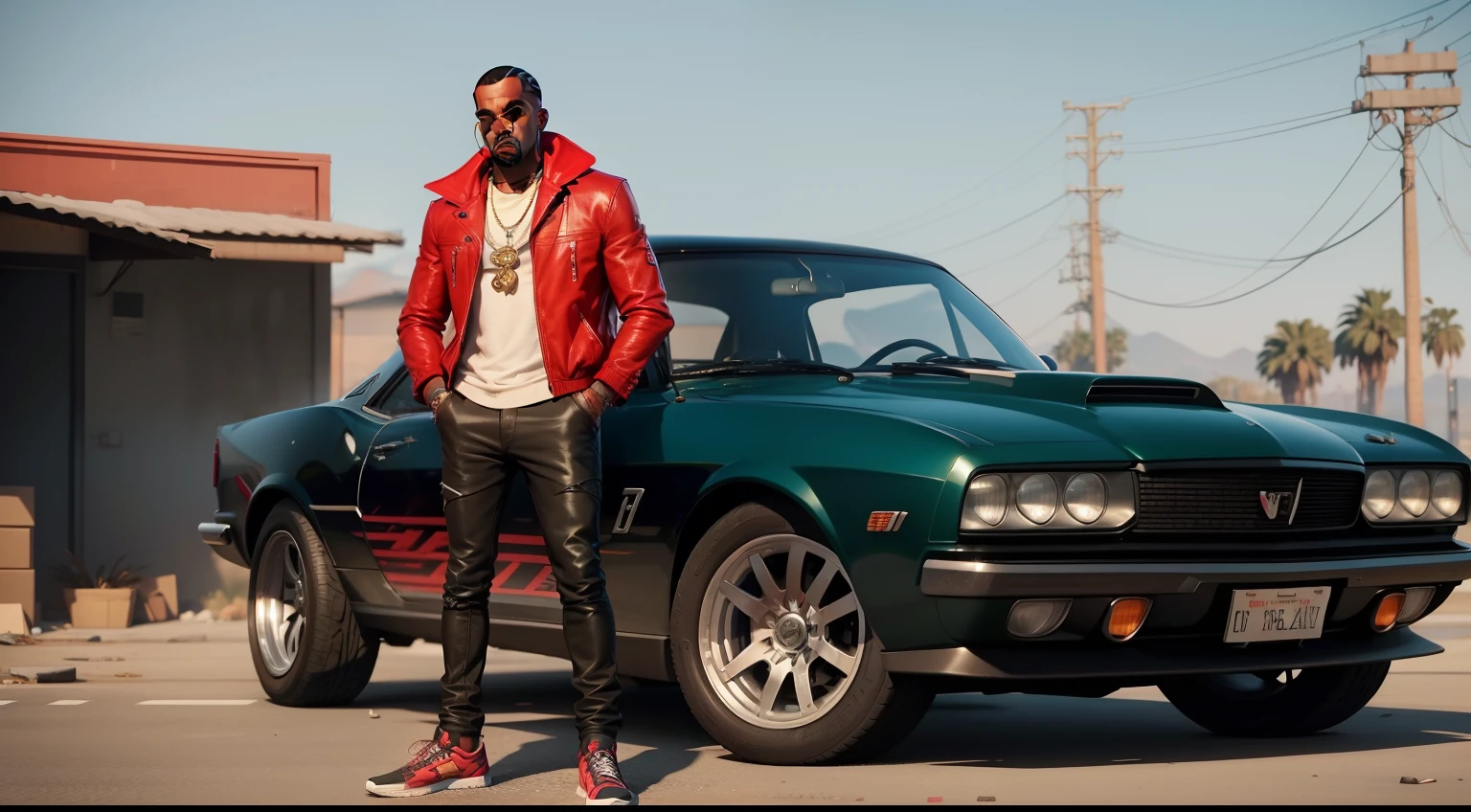 there is a man, gta personagem, Como o protagonista de GTA 5, gta v estilo, como um personagem de gtav, Kanye West em GTA v, Snoop dog, em gta v, GTA5 Estilo, gta v personagem , cabelo vermelho,homem negro