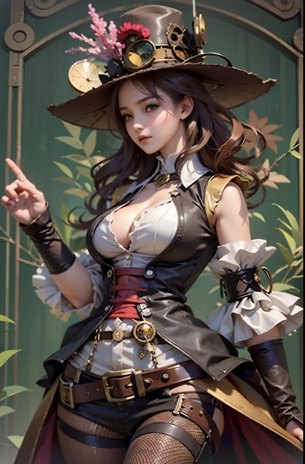 Lady of Alafed – Steampunk costume and hat pose, steampunk beautiful anime woman, a lady in a steampunk hat showing off her nails, in the style of tomàs barceló, fish-eye lens, happycore, culturally diverse elements, dark brown and magenta, dr. seuss, absinthe culture, by Yang J, guweiz on artstation pixiv, Stunning character art, cushart krenz key art feminine, fantasy outfit, guweiz on pixiv artstation, chengwei pan on artstation, style of wlop