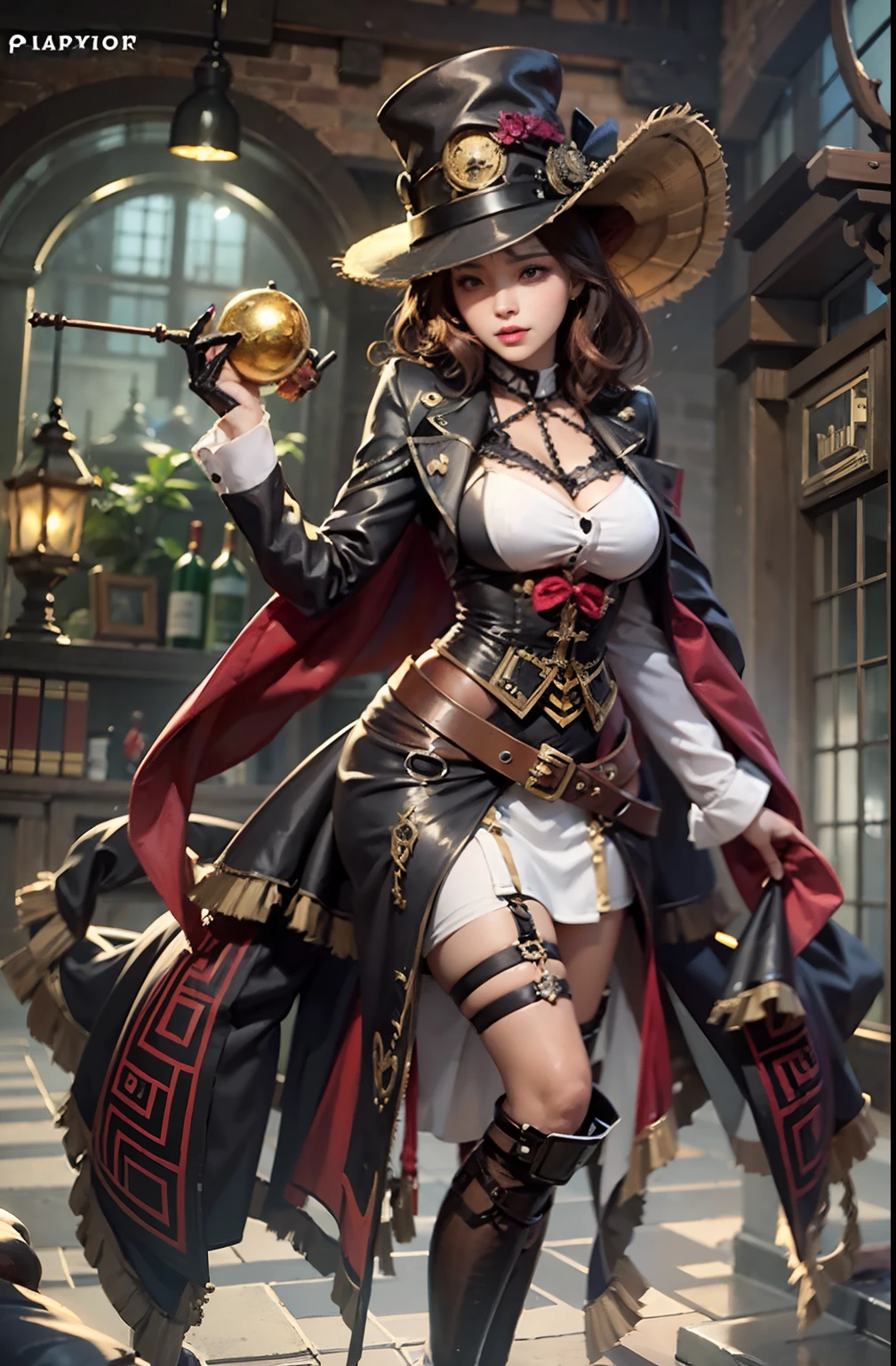 Lady of Alafed – Steampunk costume and hat pose, steampunk beautiful anime woman, a lady in a steampunk hat showing off her nails, in the style of tomàs barceló, fish-eye lens, happycore, culturally diverse elements, dark brown and magenta, dr. seuss, absinthe culture, by Yang J, guweiz on artstation pixiv, Stunning character art, cushart krenz key art feminine, fantasy outfit, guweiz on pixiv artstation, chengwei pan on artstation, style of wlop