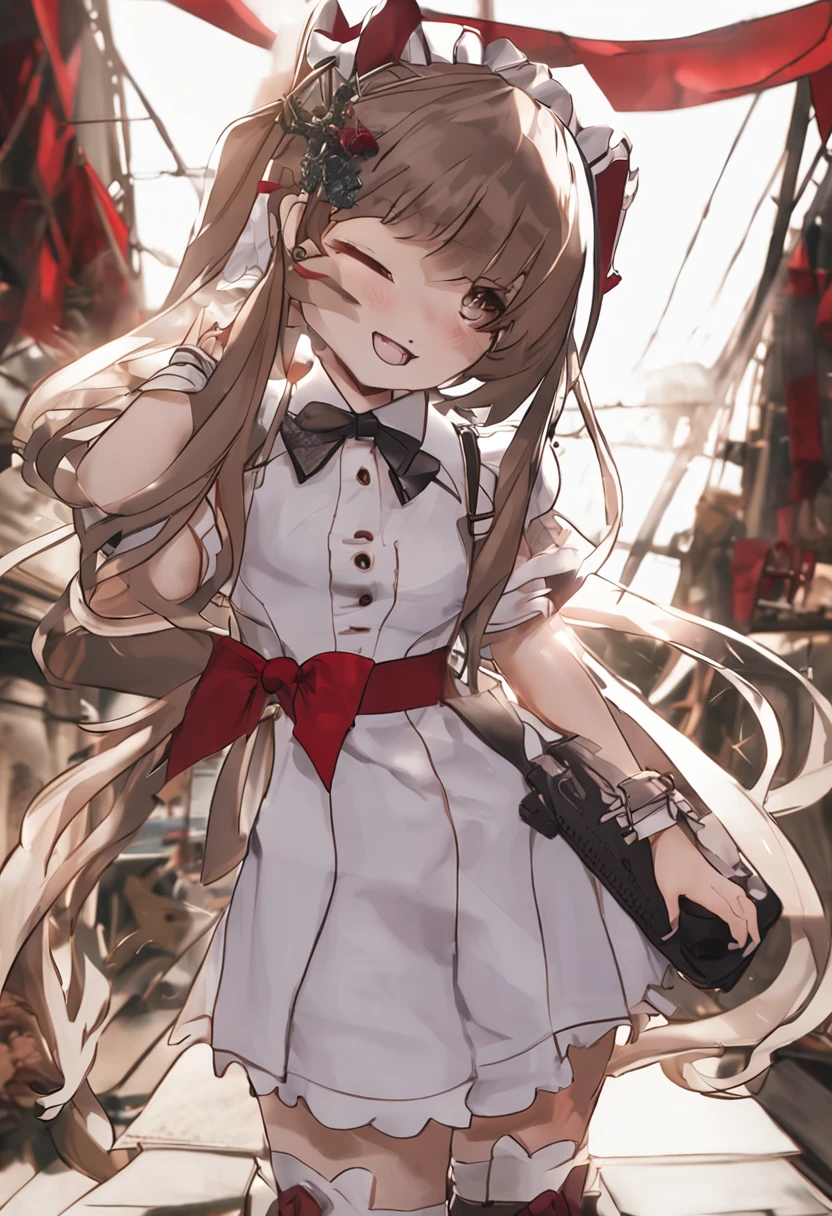hyper realisitc,tmasterpiece,best qualityer,highly detailed,Kizi,cowboy lens,dual horsetail,hair bow,whitebowties,white shirt,longer sleeves,Sailor collar,Red ribbons,reddress,pleatedskirt,embarressed,Be red in the face,ssmile,Astringent