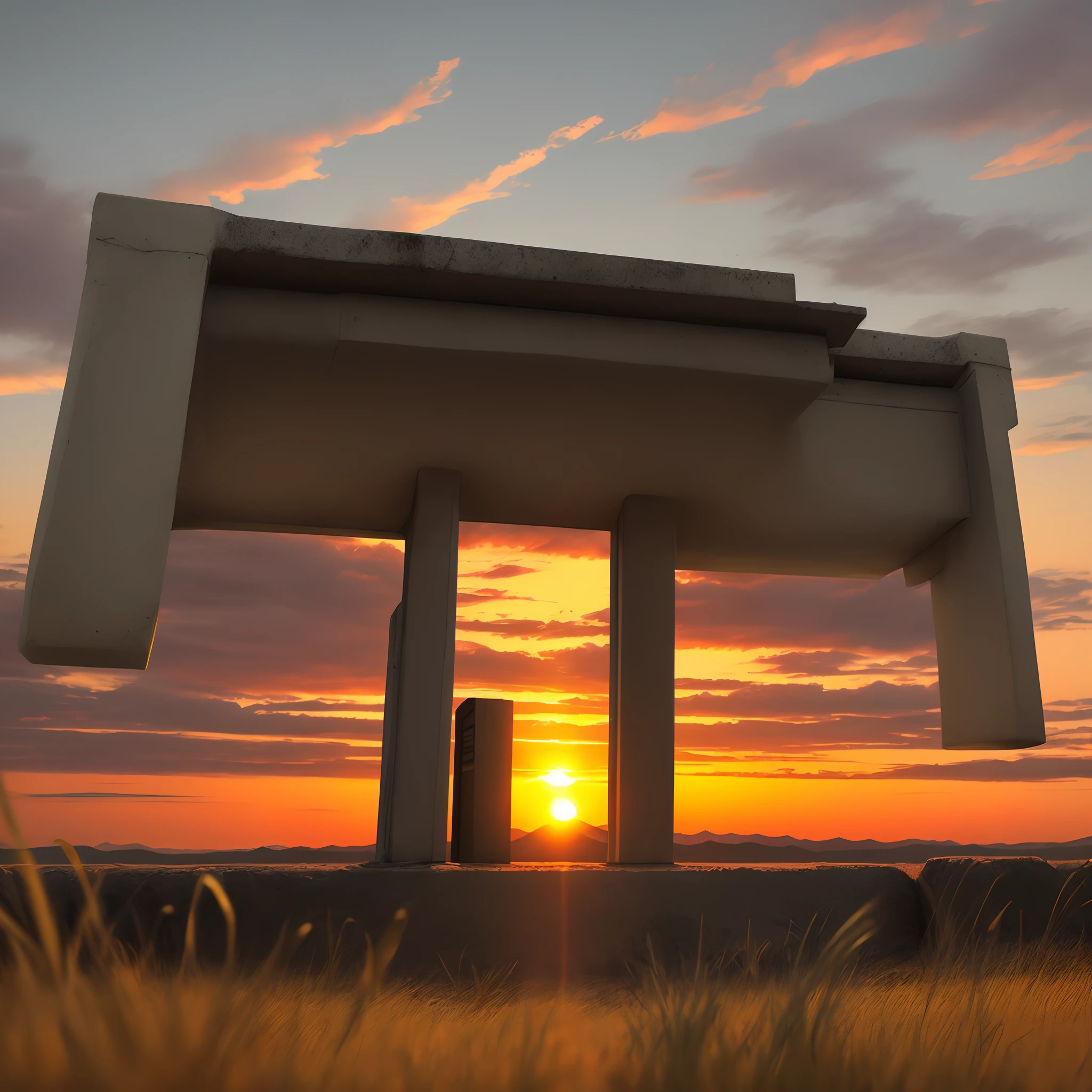 the setting sun