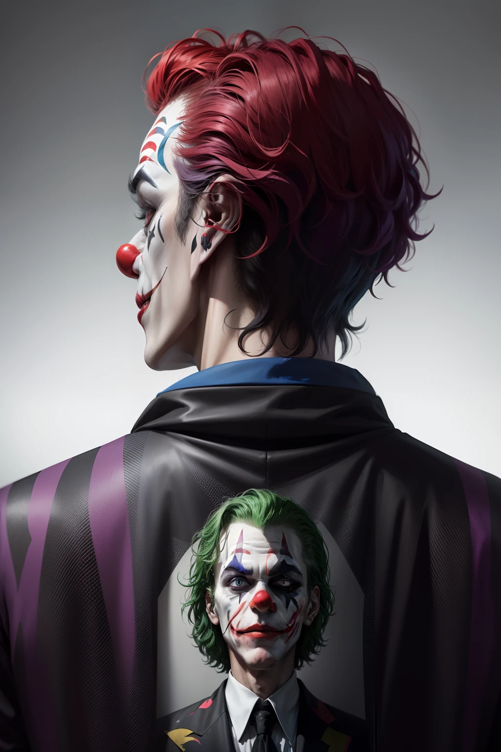 The back of a clown，portrait of joker, portrait of joker, from joker (2019), portrait of joker, jocker, jocker, film still of the joker，abstract pattern, Printable contour art, Minimal lines