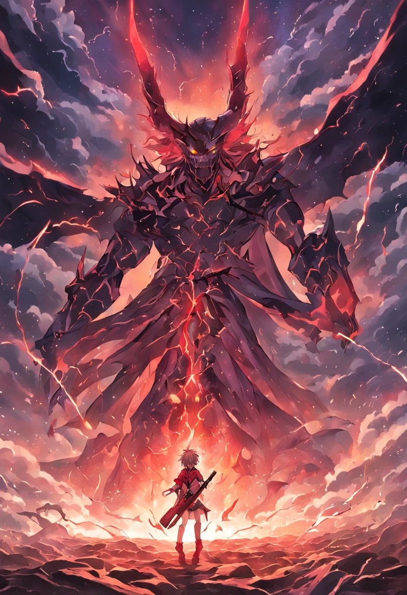 Heavy Metal Album Covers，The devil plays guitar in front, Ruins and storms on the background of clouds