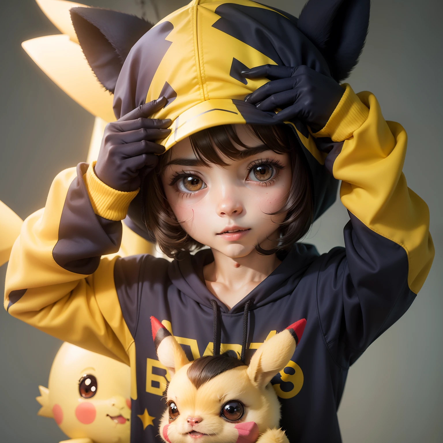 Cria Pikachu com a roupa de homem-aranha