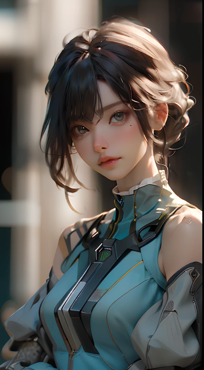 ((Melhor qualidade)), ((obra-prima)), (detalhado: 1.4), 3D, uma imagem de uma linda mulher com corpo de androide e rosto humano, HDR (High Dynamic Range),Ray Tracing,NVIDIA RTX,Super-Resolution,Unreal 5,Subsurface dispersão, Textura PBR, Post-processing, anisotropic filtering, Profundidade de campo, Maximum clarity and sharpness, Texturas multicamadas, Albedo e mapas especulares, surface shading, Accurate simulation of light-material interaction, perfectly proportions, Octane Render, Two-tone lighting,Abertura ampla,ISO baixo,White balance,thirds rule,8K RAW,