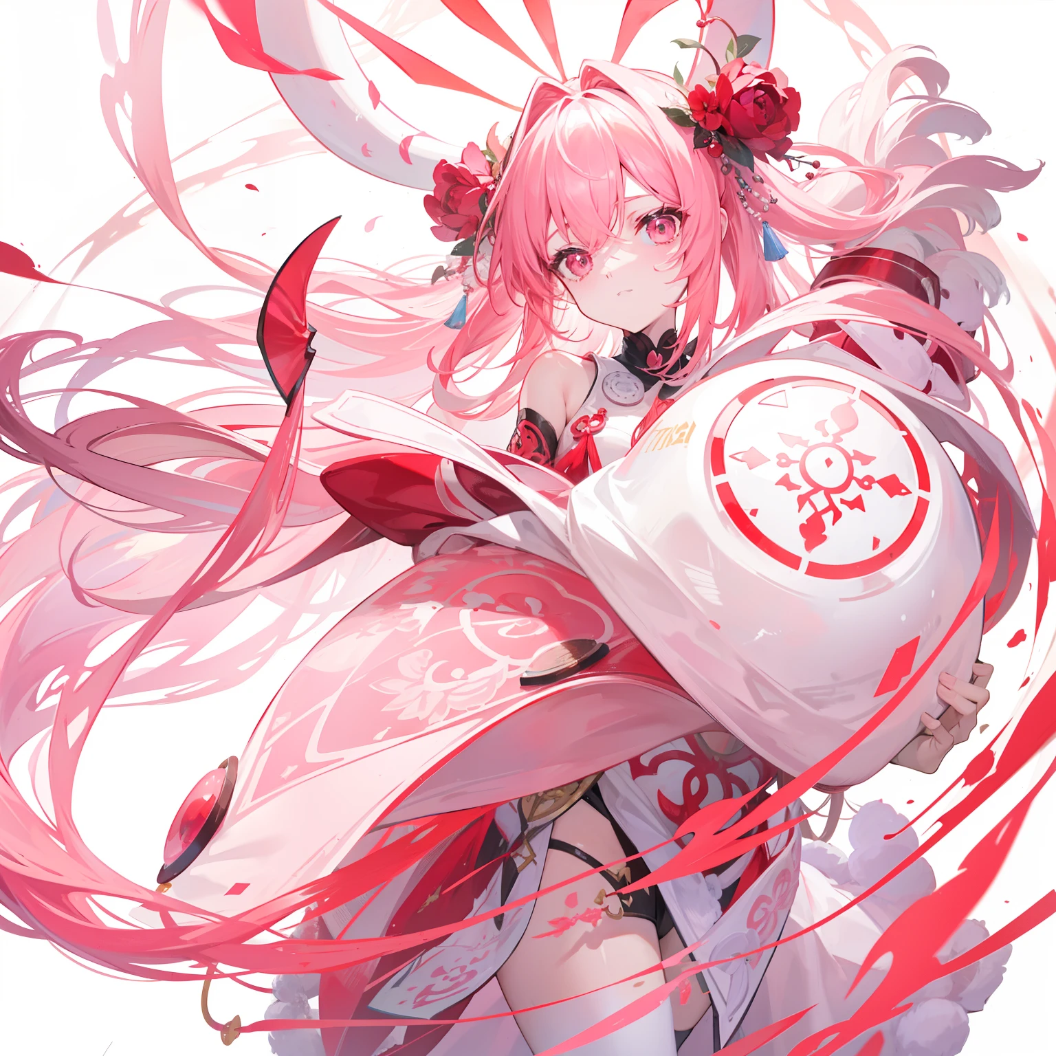 The Title Douluo Continent with multiple red soul rings,It's a beautiful sister,Pink and white color scheme,It is called the cartilage rabbit