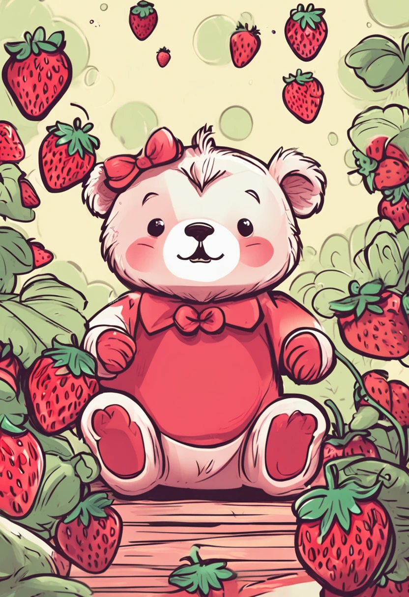 Cartoon Strawberry Bear,super-fine,ultra cute,stickers illustrations