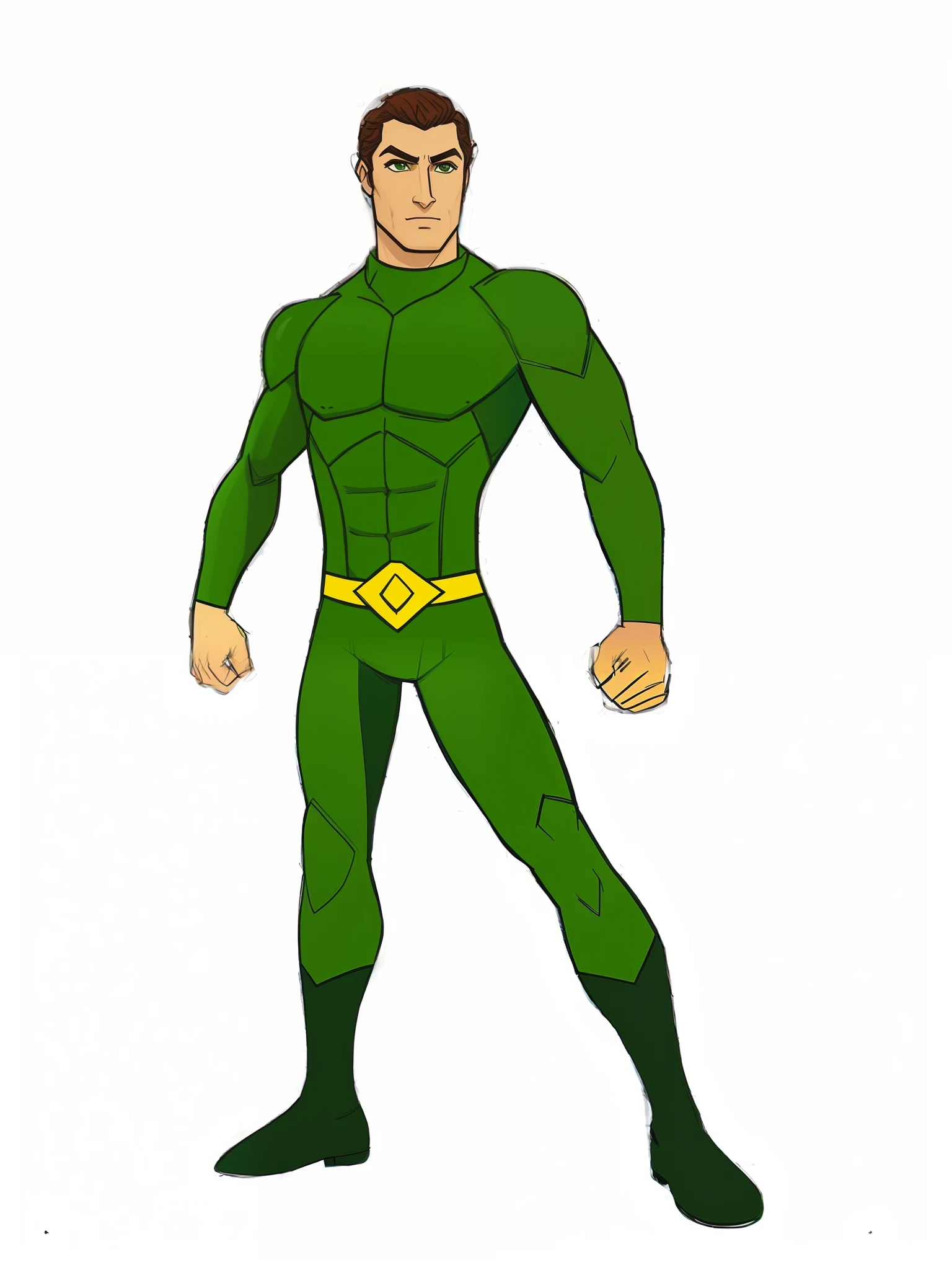 um close up de um desenho animado de um homem em um terno verde, personagem de quadrinhos, Colorido digitalmente, pose masculina heroica, Como um atlante, O Lanterna Verde, musculoso! verde, lanterna verde, Aquaman, cel limpo sombreado, comic character design, Design de personagens de quadrinhos dos anos 90, pele de cor verde, superhero from the boys tv show, Corpo verde
