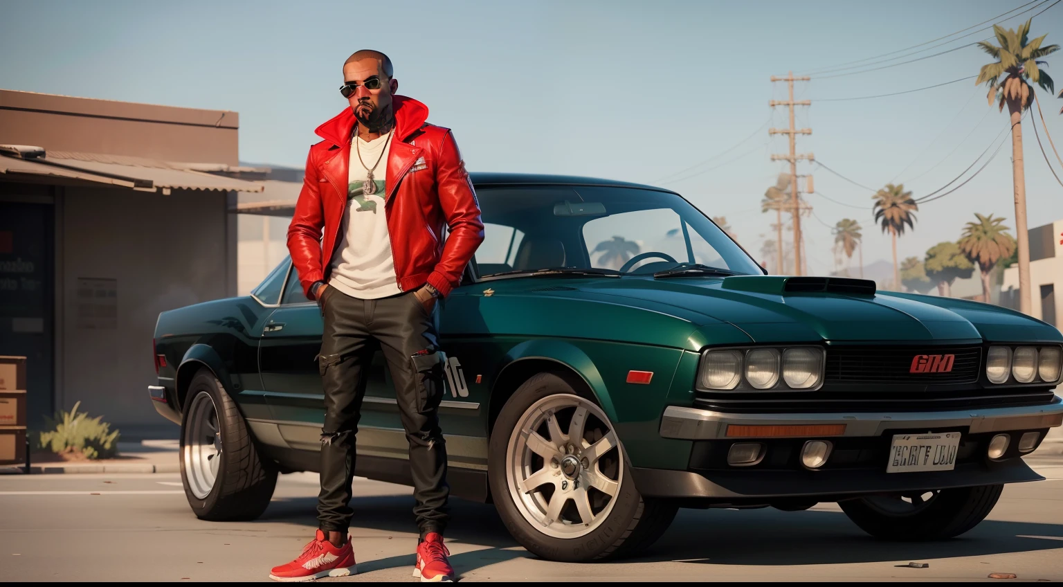 there is a man, gta character, As the protagonist of GTA 5, gta v style, as a gtav character, Kanye West in GTA v, Snoop dog, in gta v, GTA5 Style, gta v character, red hair,black man ,red head,red hair,red hair,