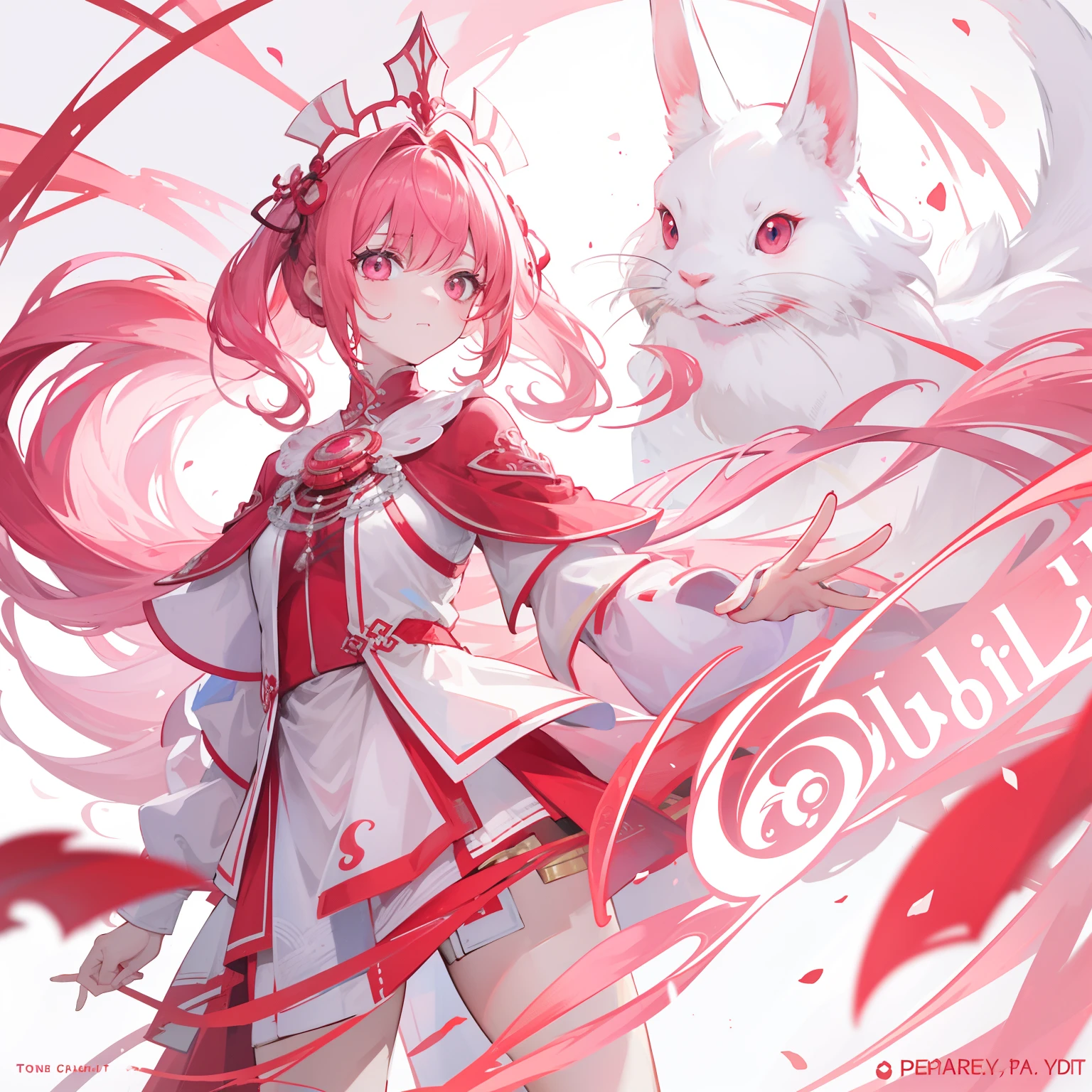 The Title Douluo Continent with multiple red soul rings,It's a beautiful sister,Pink and white color scheme,It is called the cartilage rabbit