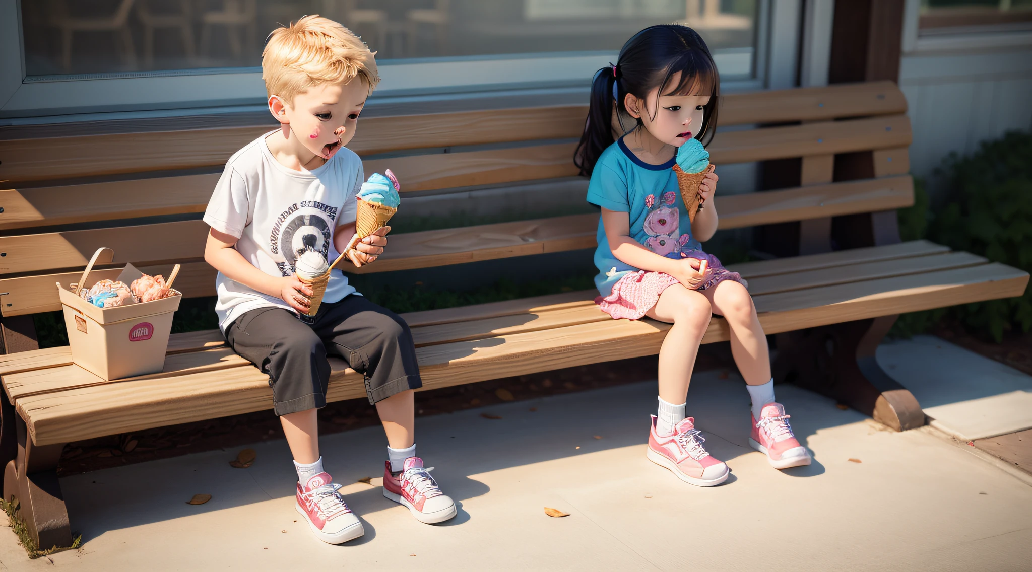  bench eating ice cream