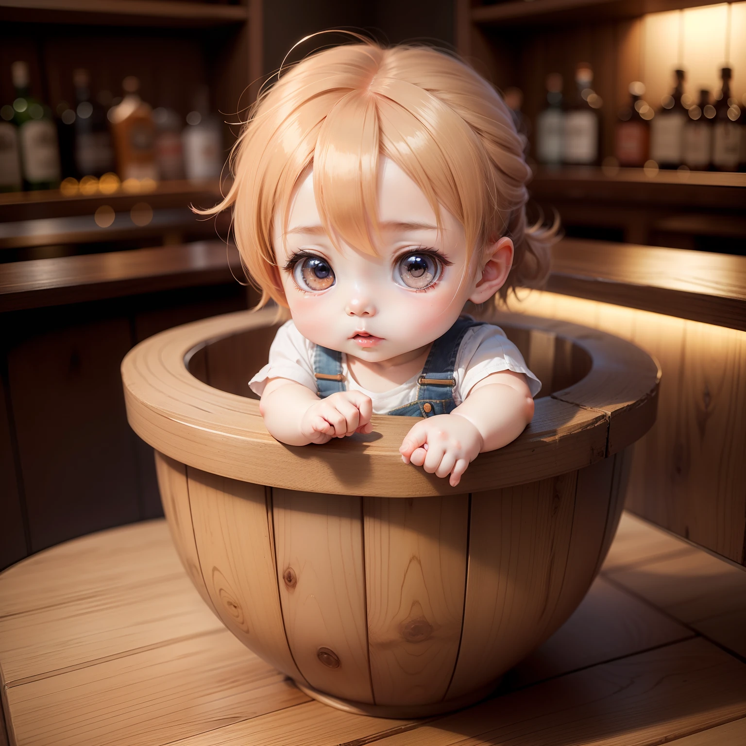 Cute Baby Chibi Anime,Yellow and pink camisole,Beige chignon 2，vaulting horse,Wakaba Forest