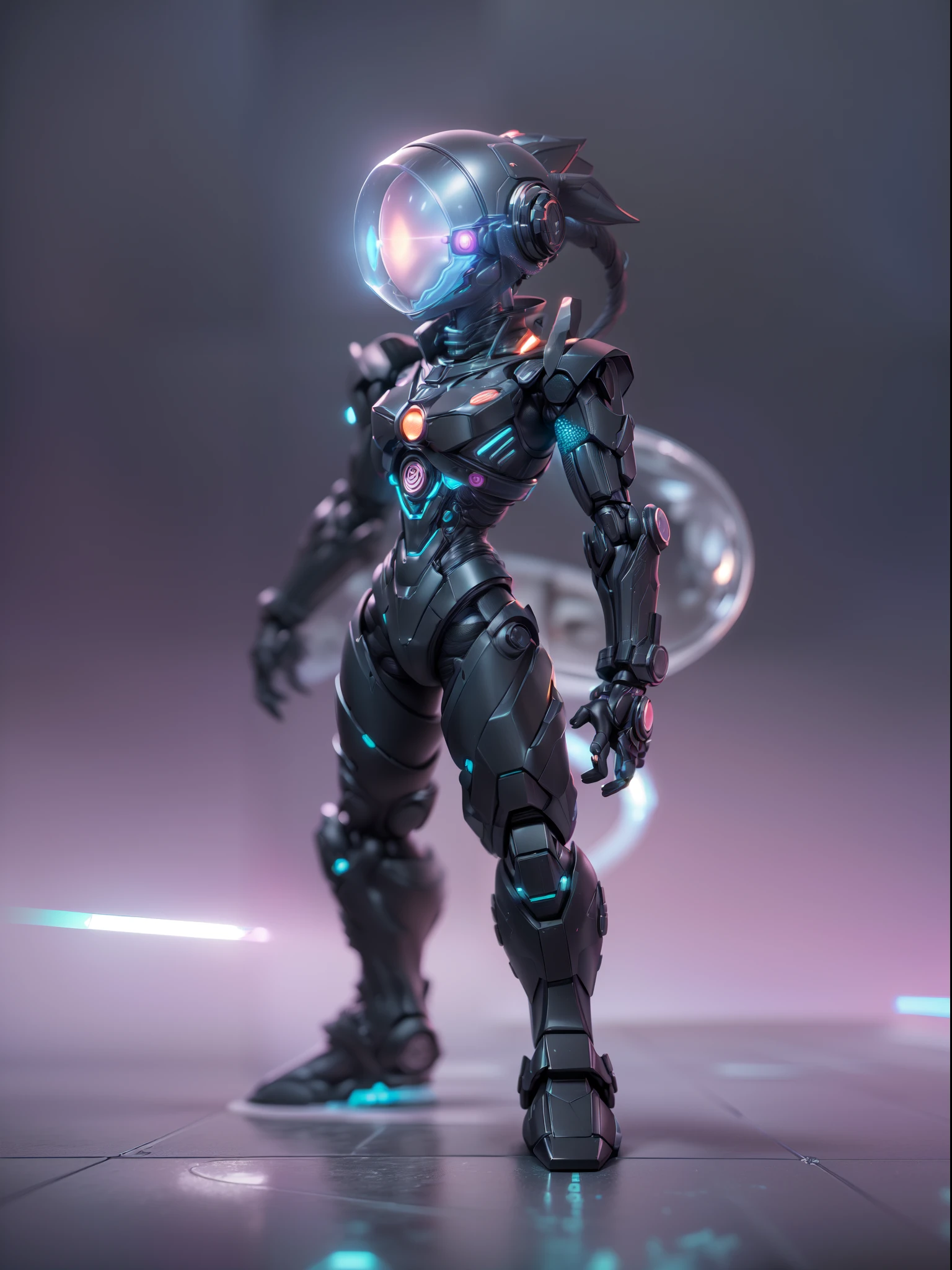 (Blind box toy style:1.3),((Full body shot)),(anthropomorphism),(1 strong snake warrior)(((solo))),transparent plastic mecha,dreamy glow, cyberpunk style,Clean black background,black style,(circular base)( Global illumination, Ray tracing, hdr, unreal render,reasonable design, high detail, Masterpiece, Best quality, hyper HD, Cinematic lighting)