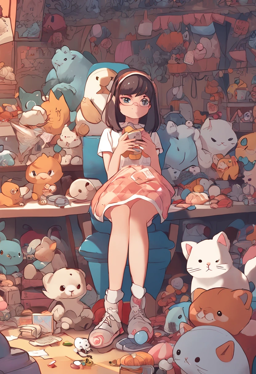 Anime girl with lots of stuffed animals and cats, cute detailed digital art, Poe Ryan Yee, Beautiful Art Style, Adorable Digital Painting, beautiful digital art, Cute detailed illustration, digital anime illustration, 3D rendering of official art, Official art of high detail, Official illustration of the character, anime stylized, kawaii hq render, pokemon art style, cute illustration, detailed fan art