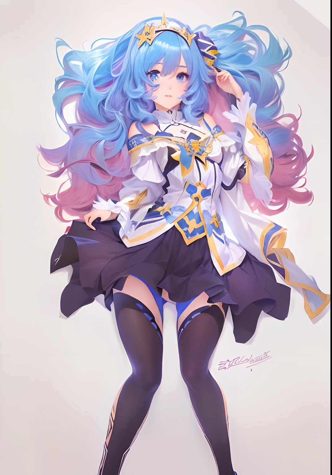 Un primer plano de un personaje de dibujos animados con cabello azul, REM REZERO, Anime Moe Artstyle, Estilo anime, Estilo anime 2D, Trigger anime artstyle, portrait knights of zodiac girl, Fanart de Demon Slayer Rui, colas gemelas blancas_Guantes, Inspirado en el anime, Solo estilo anime, Boceto coloreado de alta calidad, IG Studios estilo anime, en un estilo anime
