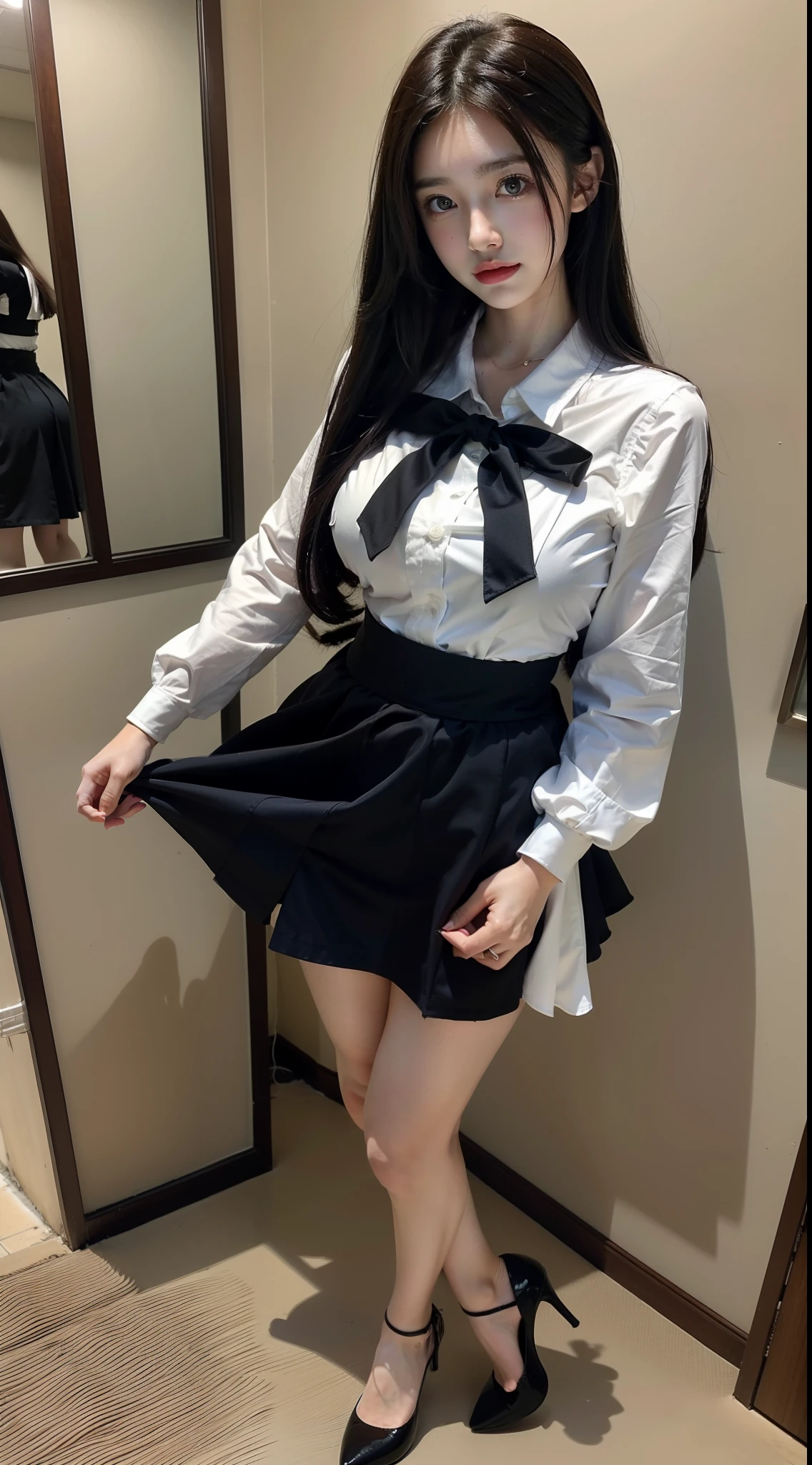 An Arad woman poses for a photo wearing a short skirt and high heels, Anime girl cosplay, Anime cosplay, rei hino as a princess, Anime girl in real life, Sailor uniform, Sailor Moon style, tohsaka-rin, Range Murata and Artgerm, elegant glamourous cosplay, cosplay, The character