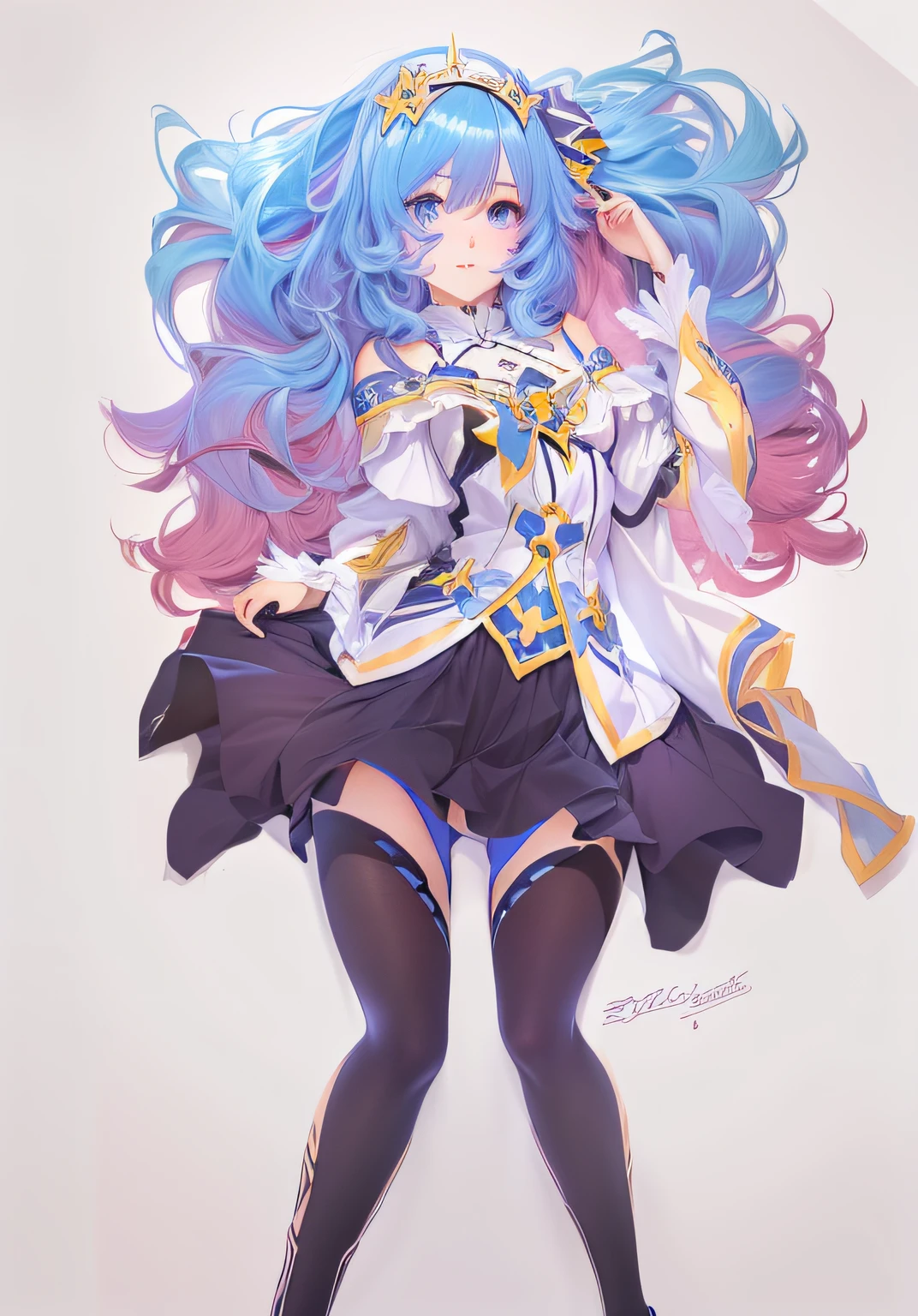 Un primer plano de un personaje de dibujos animados con cabello azul, REM REZERO, Anime Moe Artstyle, Estilo anime, Estilo anime 2D, Trigger anime artstyle, portrait knights of zodiac girl, Fanart de Demon Slayer Rui, colas gemelas blancas_Guantes, Inspirado en el anime, Solo estilo anime, Boceto coloreado de alta calidad, IG Studios estilo anime, en un estilo anime