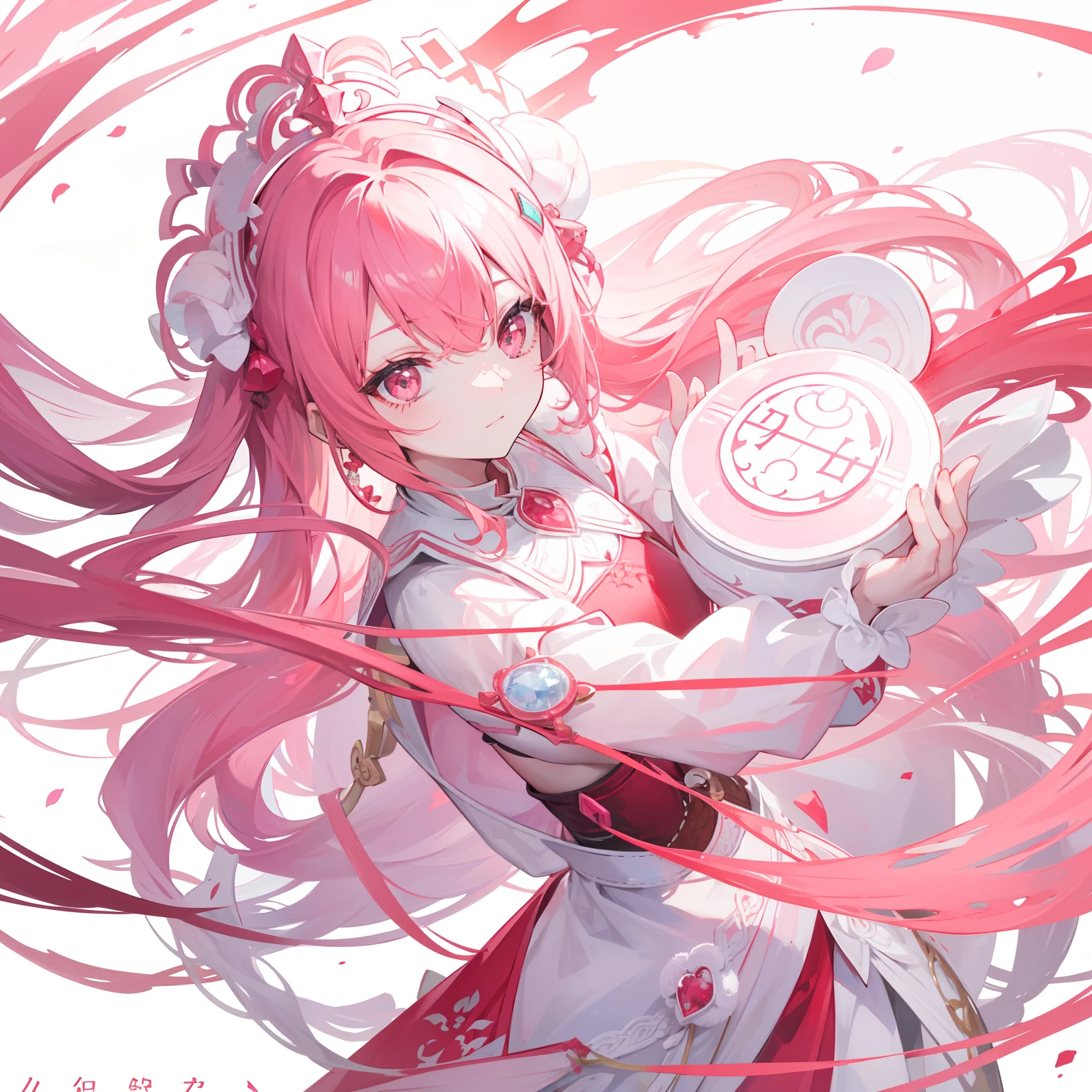 The Title Douluo Continent with multiple red soul rings,It's a beautiful sister,Pink and white color scheme,It is called the cartilage rabbit
