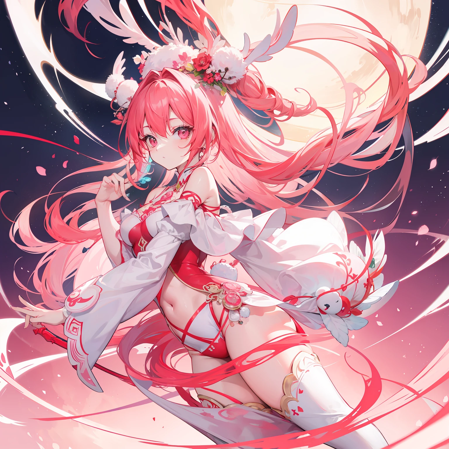 The Title Douluo Continent with multiple red soul rings,It's a beautiful sister,Pink and white color scheme,It is called the cartilage rabbit