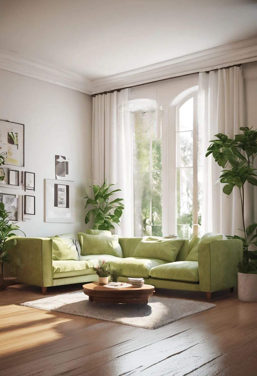 there is a living room with a white couch and a green rug, cute 3 d render, cozy home background, cozy living room background, soft 3d render, stylized 3d render, fully detailed render, animation style render, highly detailed scene, very detailed render, highly detailed render, detailed render, super detailed render, in a living room, living room background