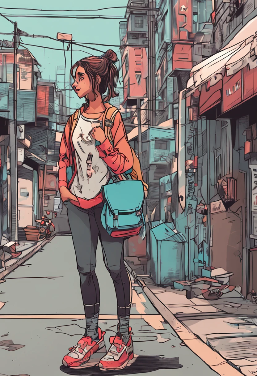 There's a woman posing on the street with a backpack on her back, em uma rua da cidade, anime hiper realista, Surrealismo alunas, Arte em estilo Guviz, Guviz, imagem ultrarrealista, Menina anime na vida real, Deusa japonesa