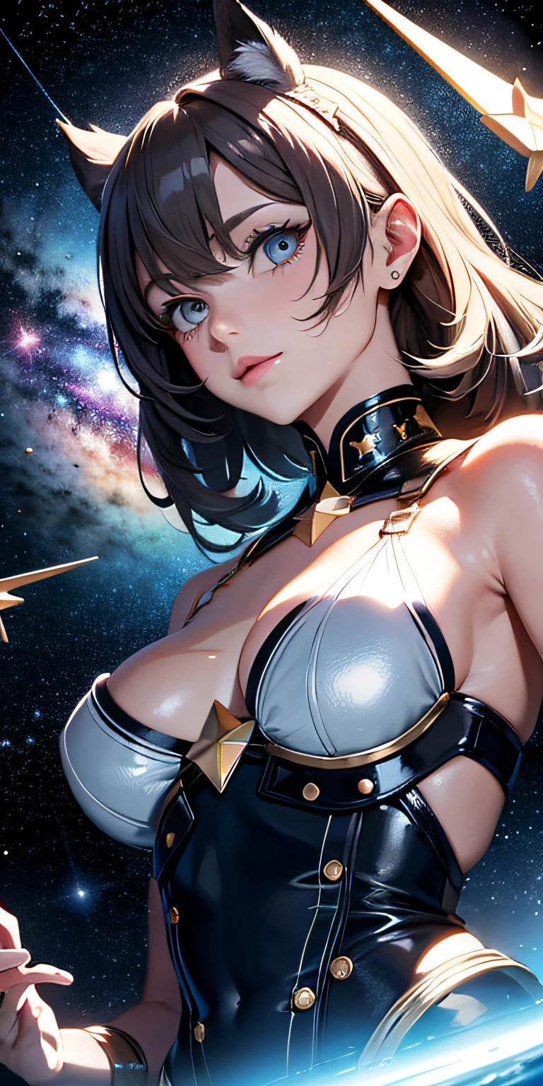 ridiculous resolution, high resolution, (masterpiece:1.4), super detailed, stars, seen from above, space, floating, --v 6
