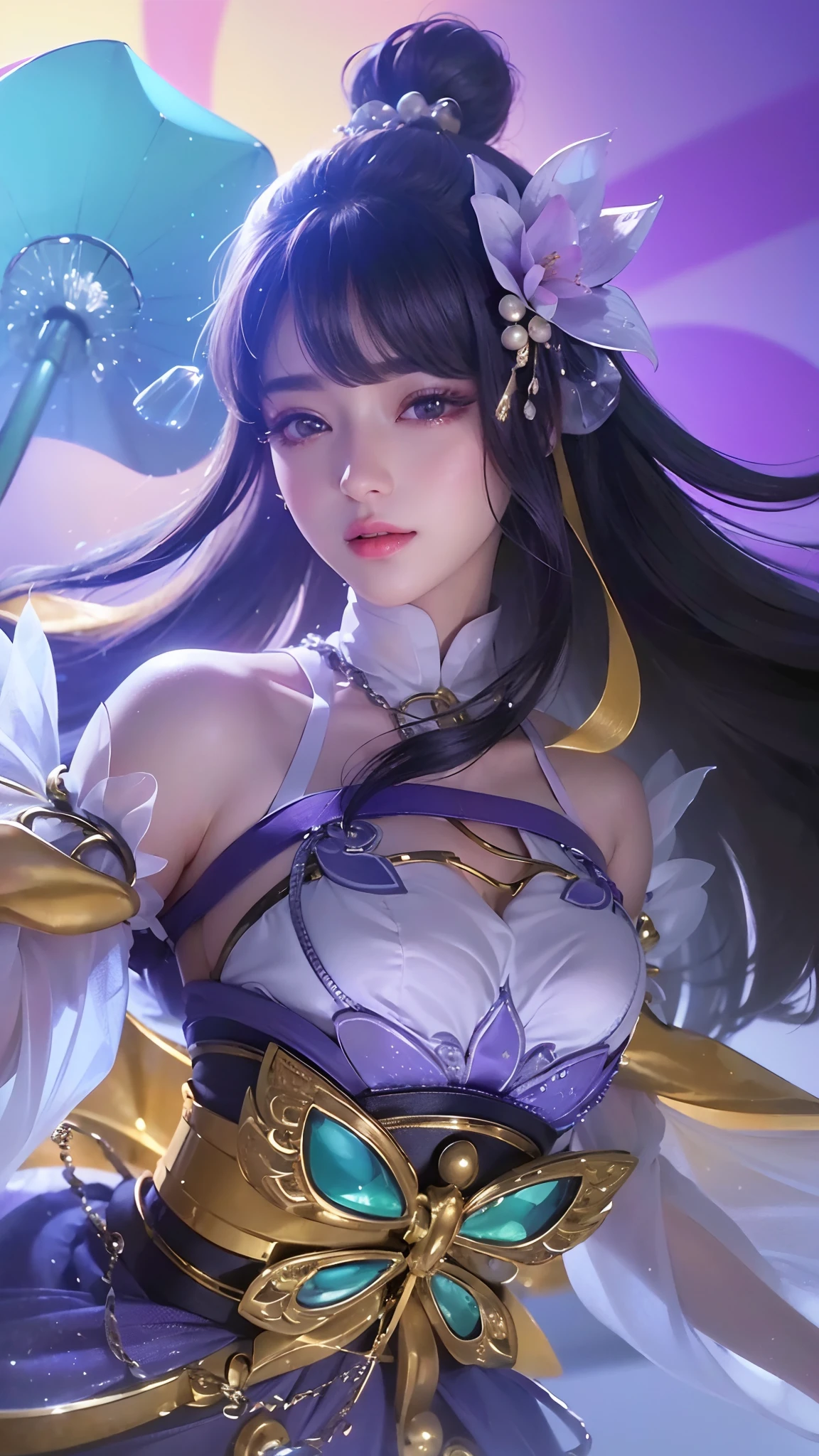 (8k, RAW photo, photorealistic:1.25) ,( lipgloss, eyelashes, gloss-face, glossy skin, best quality, ultra highres, depth of field, chromatic aberration, caustics, Broad lighting, natural shading,Kpop idol) looking at viewer with a serene and goddess-like happiness, medium breasts,cleavage