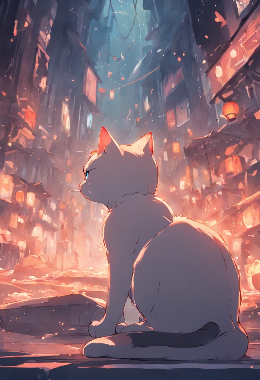Cats((Stay with the cat1.5))、full body Esbian、girl with、
(PastelColors:1.5)、(Cute illustration:1.5)、(watercolor paiting:1.2)、white hair