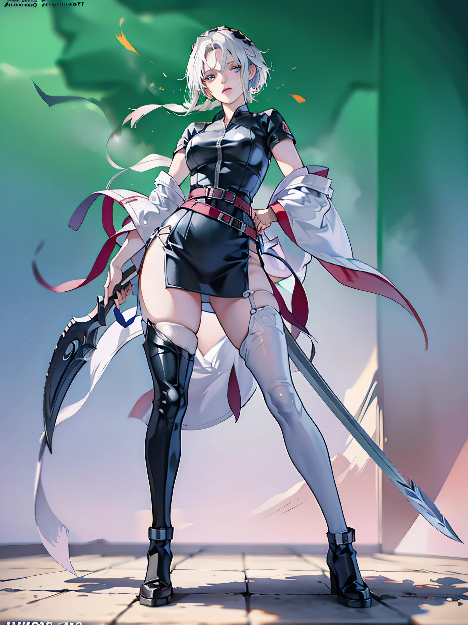 1 girl, solo, looking at viewer, short hair, open mouth, navel, holding, brown eyes, full body, weapon, pink hair, fangs, brown skin, dark skinned woman, tattoo, pelvic curtain, Animal paws, loincloths, paw pads, tribes, pitch black nights,