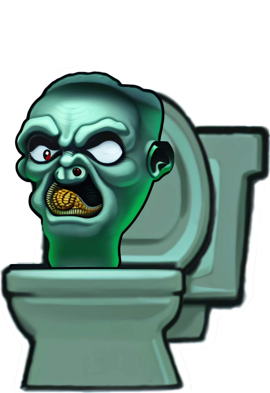 cartoon image，The overall style is unified，There is a man sitting on the toilet with his head on it, gaming toilet, gaming chair as a toilet, toilet, green doom guy, Peep into horror, cursed images, in bathroom, horrid :4, squid, sludgy