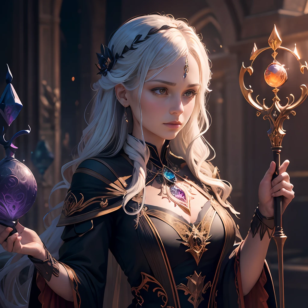 "Magical Wands": An image featuring an assortment of intricately designed magical wands, each with unique engravings and gemstone accents, representing the power and craftsmanship of witches, Ultra realism, color field printing, high detail, UHD, 8k, anatomically correct, cinematic lighting 4d quality