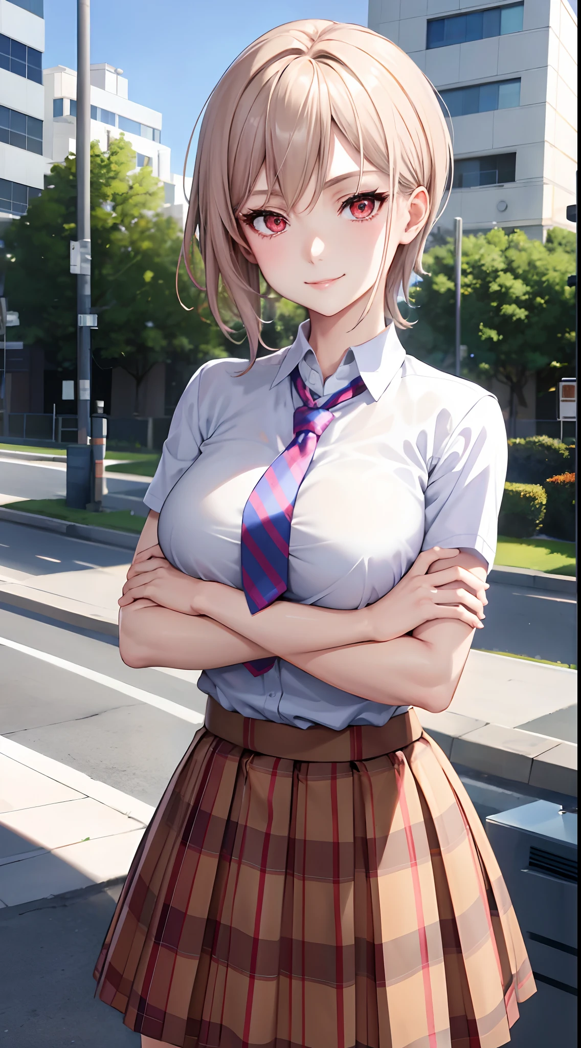 (anime style),masterpiece, best quality, ultra-detailed, glistening shiny, glowing light, ray tracing, HDR, deph of field, (perfect face, detailed face, detailed eyes),(medium boobs:1.2),8k,HD,ultra realistic face,ray tracing,perfect lighting,best quality, ultra-detailed, shiny eyes, (looking at viewer,sensual smile:1.1), ((1girl)), (gyaru, mature female:1.4),cowboy shot,
power,long hair, demon horns, red horns,symbol-shaped pupils,((gradient hair)),multicolored eyes, gradient eyes, (glowing eyes:1.1), mascara, (fashion make up), parted lips,bra,black yoga pants,
((school, school gate, cherry trees, cherry blossoms, flying petals)),complex background,((super detailed background)), sensual poses, ((8k wallpaper)) , smile,show tits