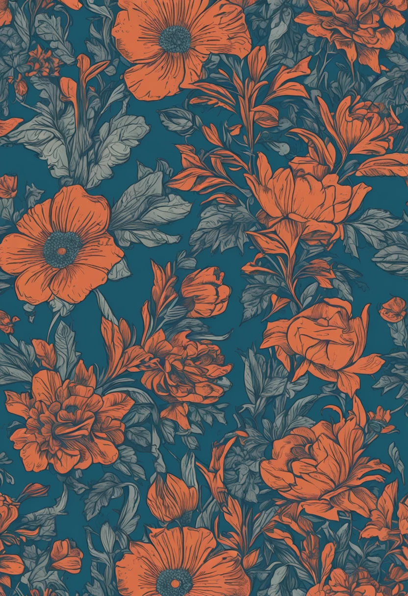floral wallpaper blue