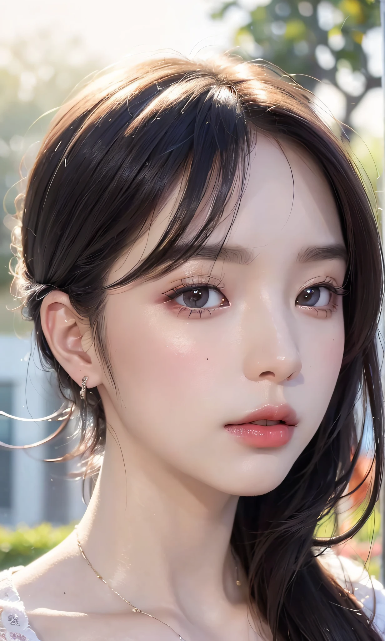 (8k, RAW photo, photorealistic:1.25) ,( lip gloss, eyelashes, glossy finish, glossy skin, best quality, super high resolution, depth of field, chromatic aberration, caustics, wide light, natural shadow, Kpop idol) look with serenity and goddess-like bliss to the spectators,