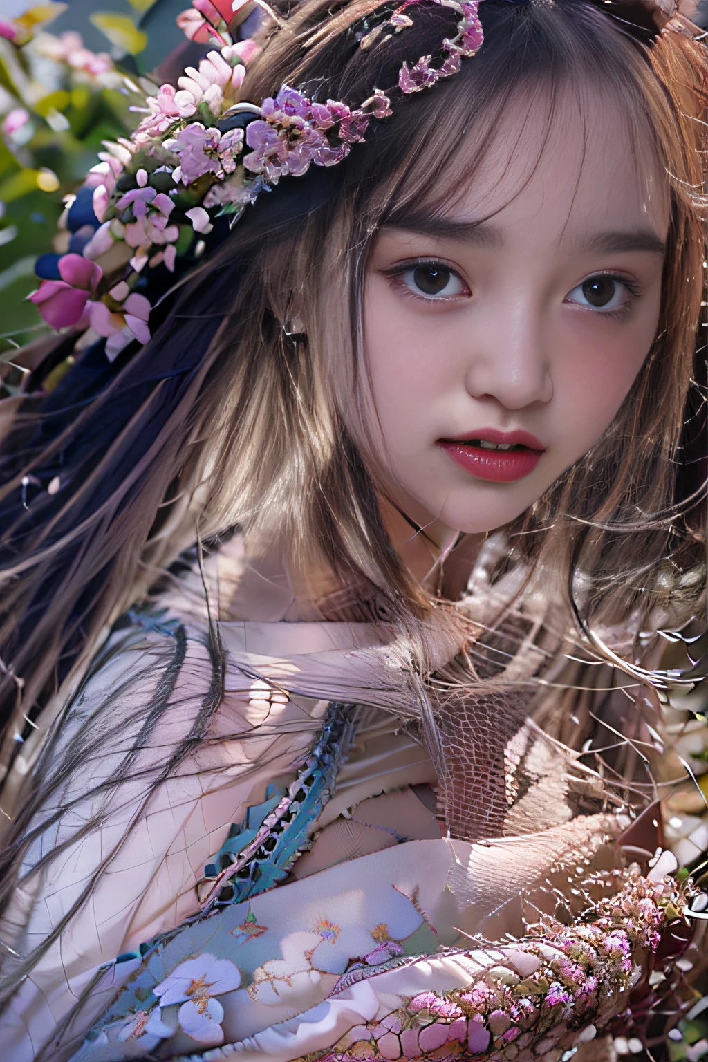 cinematic photo official art,unity 8k wallpaper,ultra detailed,aesthetic,masterpiece,best quality,photorealistic,entangle,mandala,tangle,entangle,1girl,cowboy shot,ecstasy of flower,dynamic angle,the most beautiful form of chaos,elegant,a brutalist designed,vivid colours,romanticism,atmospheric . 35mm photograph, film, bokeh, professional, 4k, highly detailed, skin detail realistic, ultra realistic, long hair, straight hair, eyes detail