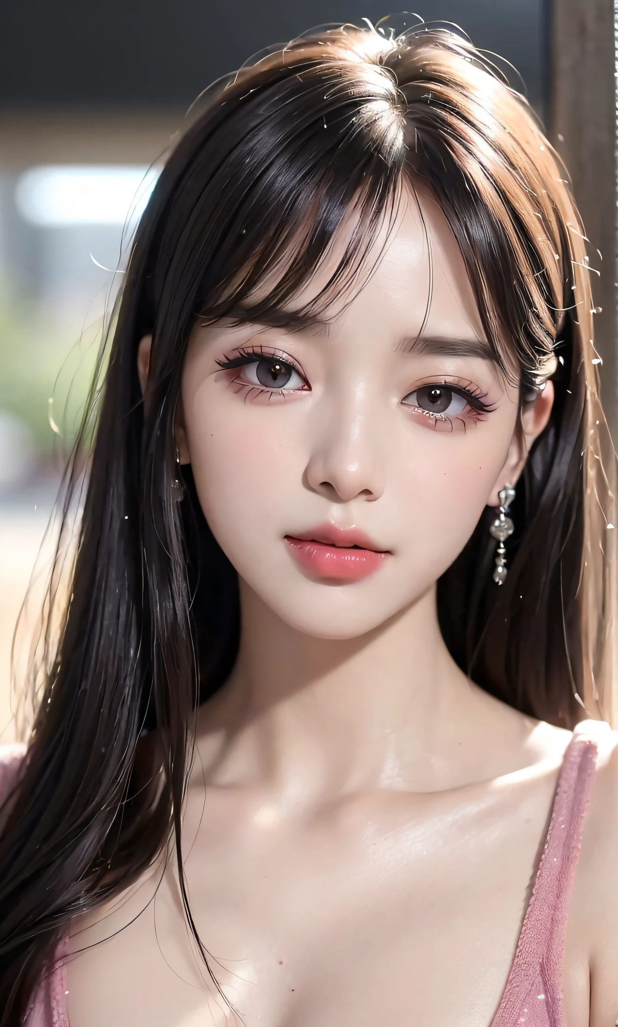 (8k, RAW photo, photorealistic:1.25) ,( lip gloss, eyelashes, glossy finish, glossy skin, best quality, super high resolution, depth of field, chromatic aberration, caustics, wide light, natural shadow, Kpop idol) look with serenity and goddess-like bliss to the spectators,