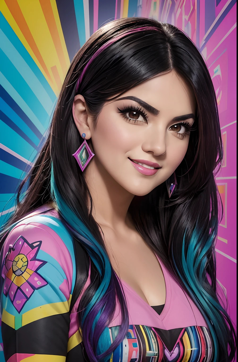( Maite Perroni  RDB  com 40 anos de idade SMILE ,  Eduardo Kobra ,Romero Brito,The Filling Twins ,multidimensional geometric wall PORTRAIT, arte, Chibi,
Yang08k, lindo, Colouring,
Primary works, qualidade superior, melhor qualidade, Arte Oficial, Beautiful and Aesthetic, 512 mil