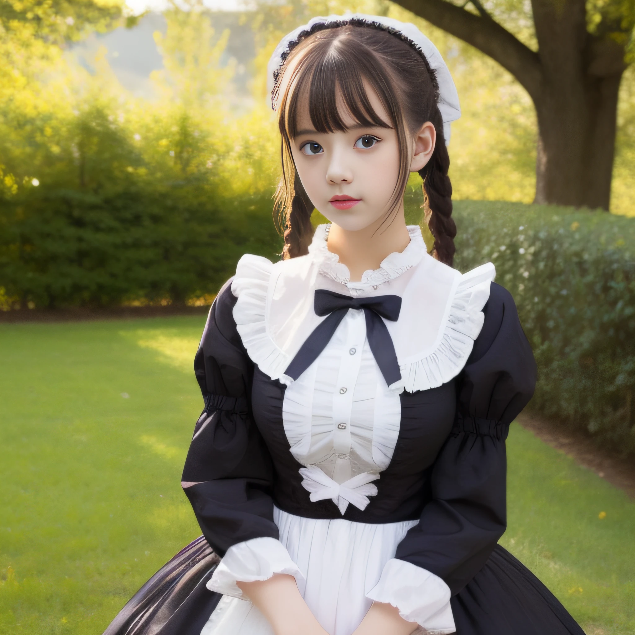 1girl, 12 years old, Famous idol, 1cute girl, very young face, masterpiece, high quality, small face, （very small tits:1.8）Gothic lolita fashion style, dramatic angle:1.4, Stroll around town,half smile:0.5,(torn clothing:1.4)