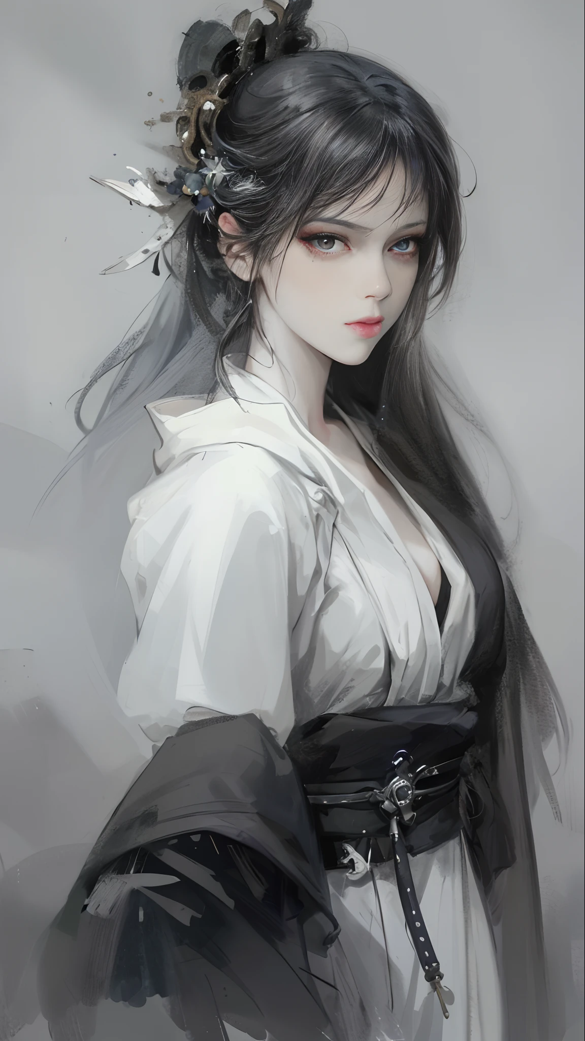 a close up of a woman with white hair and a white mask, beautiful character painting, guweiz, artwork in the style of guweiz, white haired deity, by Yang J, epic exquisite character art, stunning character art, by Fan Qi, by Wuzhun Shifan, guweiz on pixiv artstation