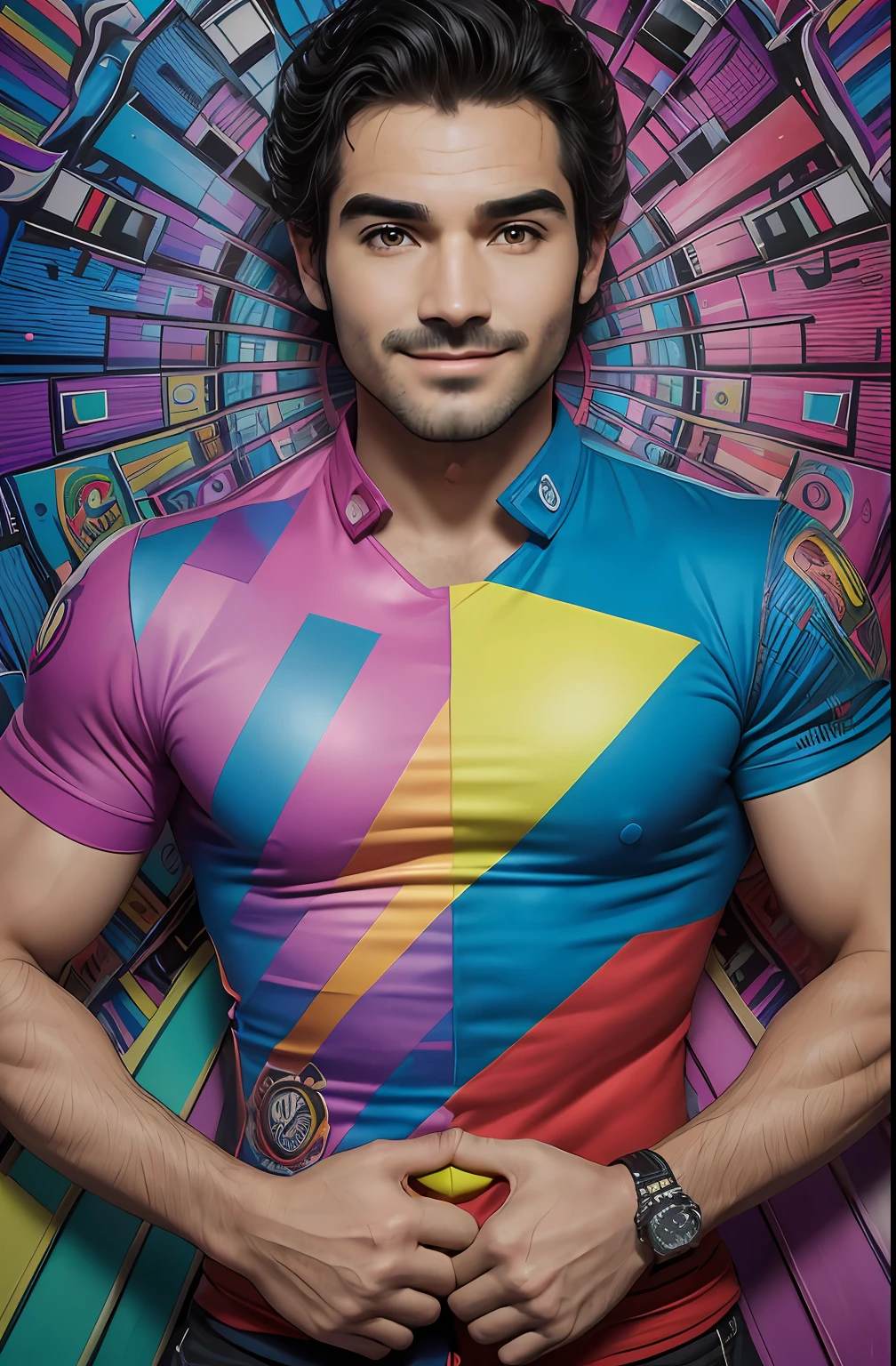 (Alfonso Herrera  RDB MUSCULOSO SMILE,  Eduardo Kobra ,Romero Brito,The Filling Twins ,multidimensional geometric wall PORTRAIT, arte, Chibi,
Yang08k, lindo, Colouring,
Primary works, qualidade superior, melhor qualidade, Arte Oficial, Beautiful and Aesthetic, 512 k