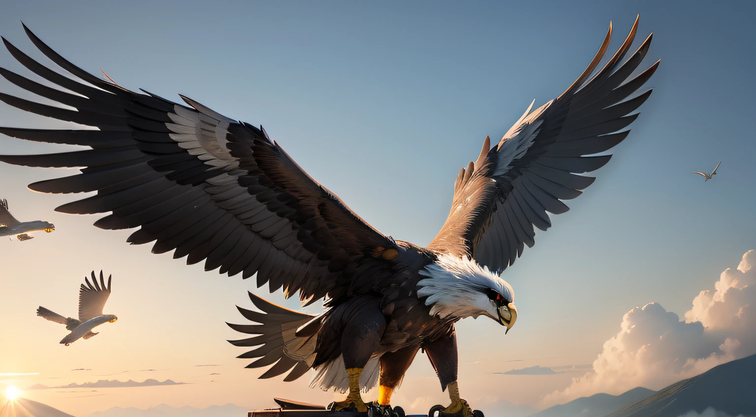 Make a mechanical eagle with a bad face hunting