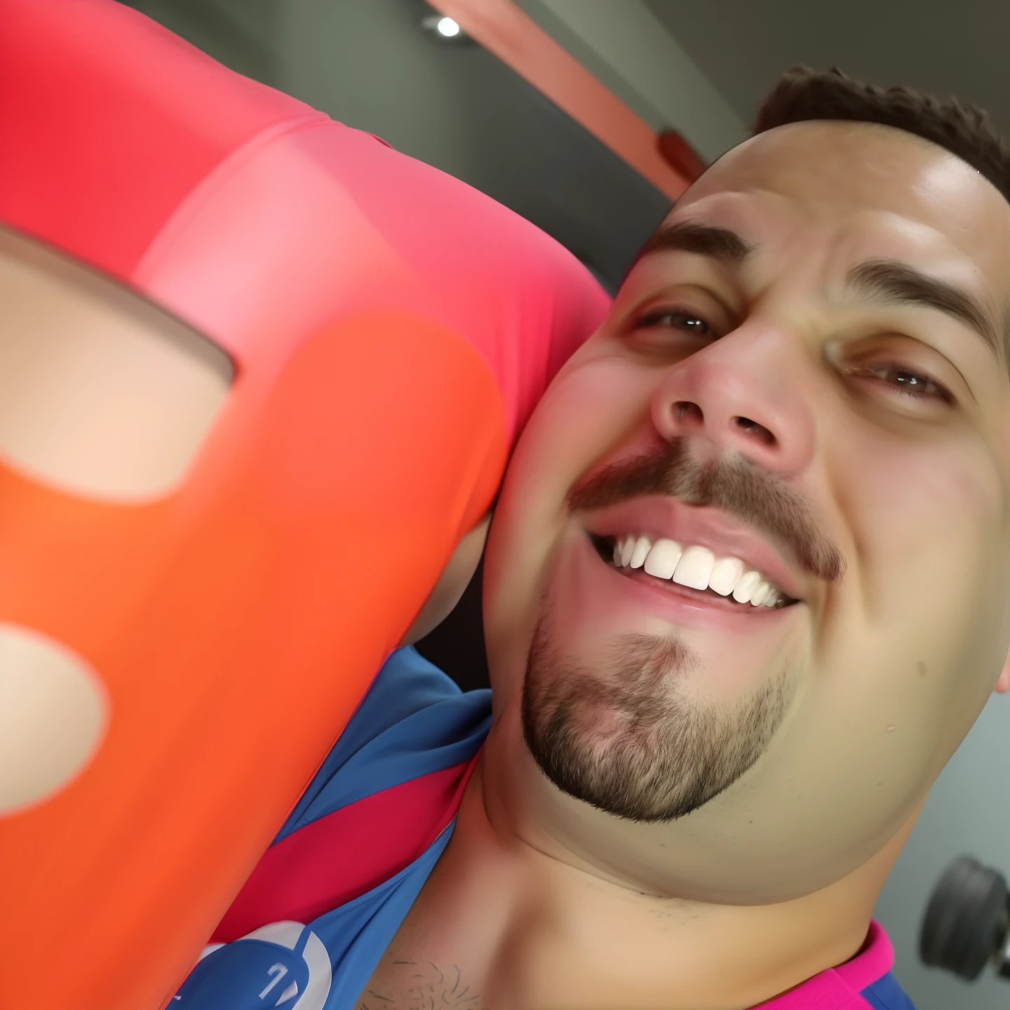 [chubby|normal] man, in the gym, tanktop, covered
