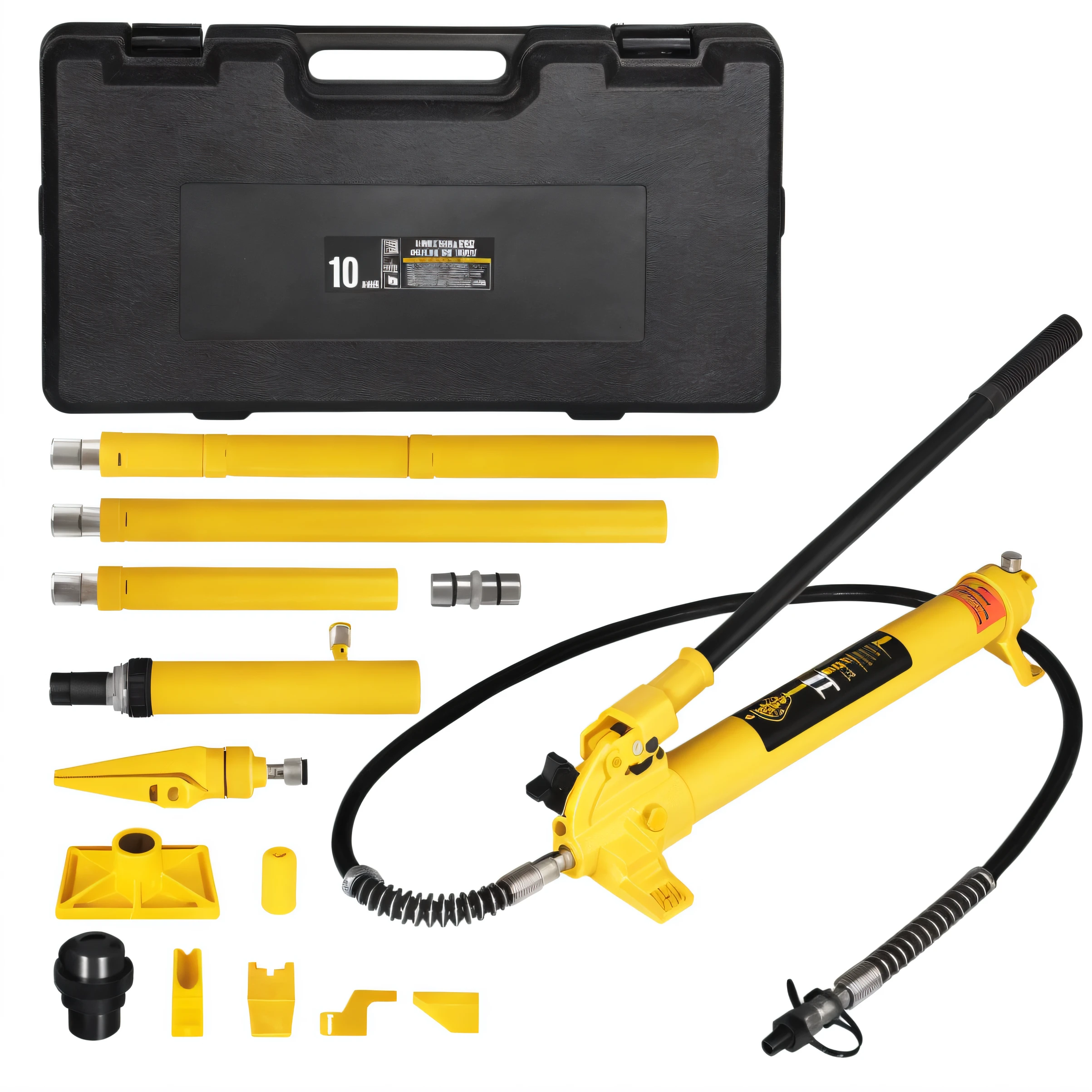 Close-up of the kit with yellow hose and black housing, universal, high quality product image”, Hydraulic characteristics, kit, tool, 1200 crossover, 1 2 0 0 dpi, 150 mm, 150mm, 1 5 0 mm, zido, detailed product photo, HSL, etc, jolly