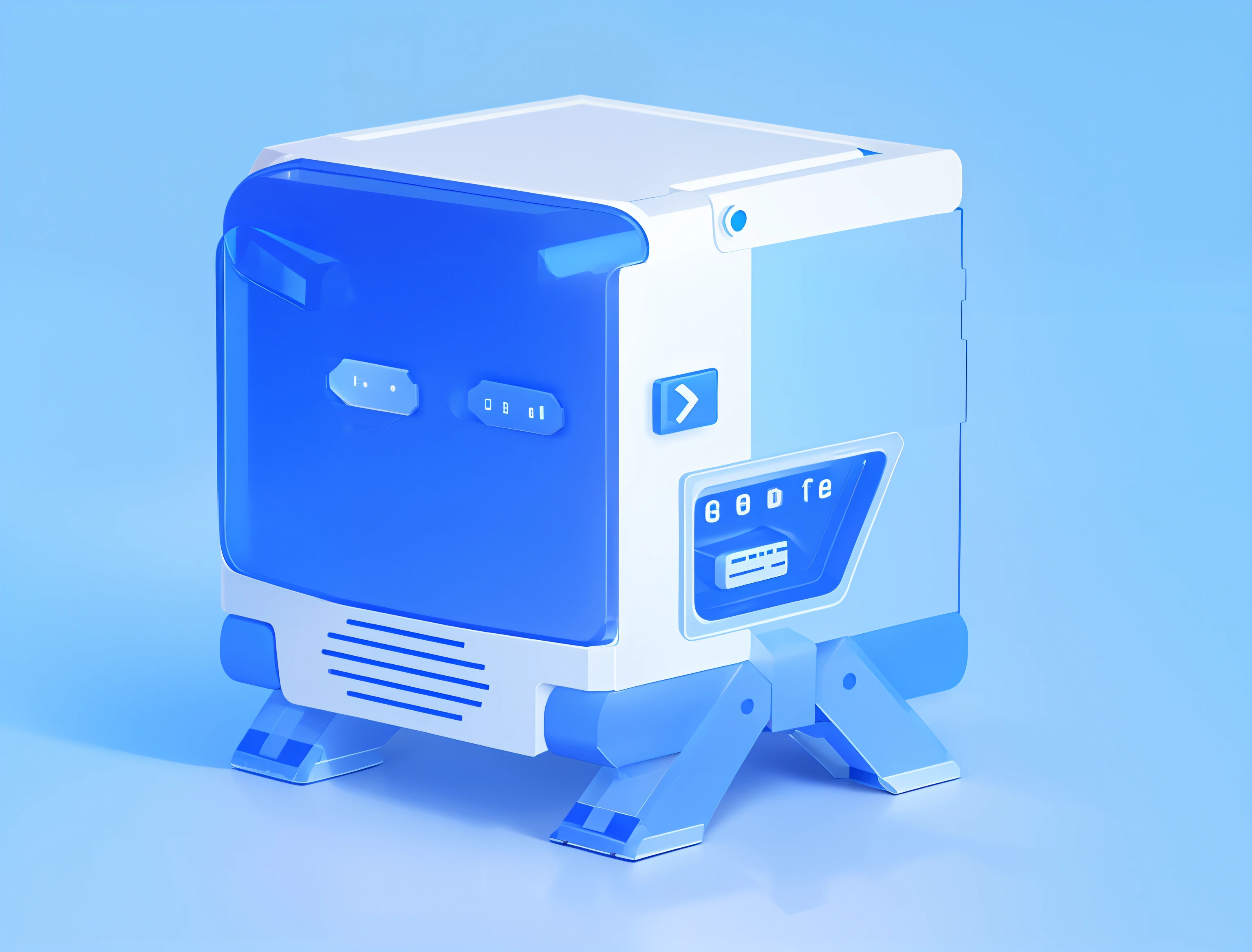 3D icons,3Drenderingof,blue white colors,Frosted glass,C4D,studiolight,Works of masters,white backgrounid