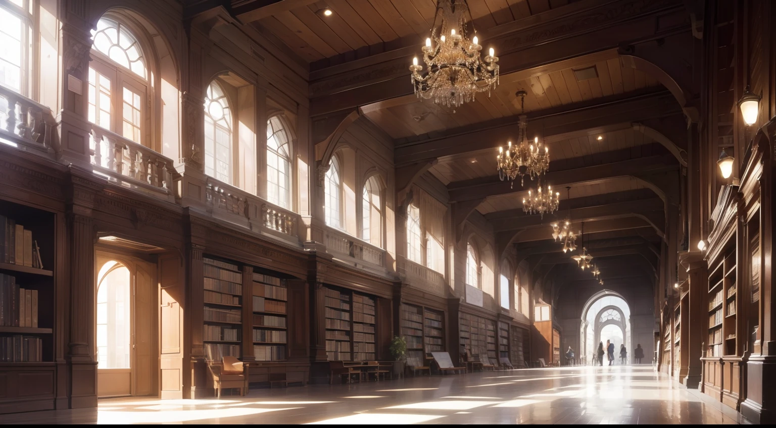 (masterpiece, top quality, award winning, 8k resolution) landscape, interior design, interiors, clean library, modern library