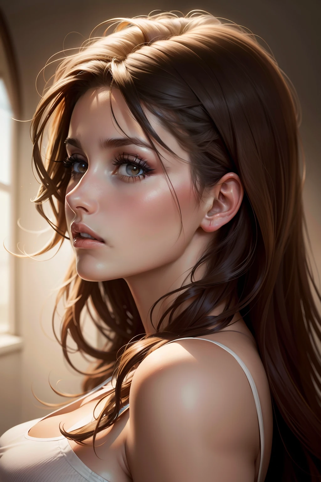 best quality, masterpiece, (realistic:1.2), 1 girl, brown hair, brown eyes,Front, detailed face, beautiful eyes