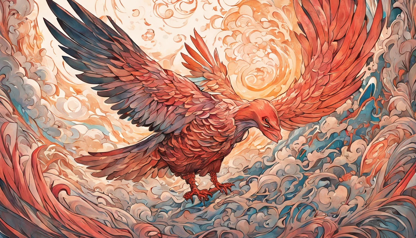A hen laying eggs,Surrounded by clouds，Design style，etchings，Unity8k wallpapers,ultradetailed,Beauty and aesthetics,Masterpiece,best qualtiy,(zentangle,mandalas,tangled,entangle），Oil woodblock printing, wood block print, woodcut print, linocut print, oil art, Lino print, Oil painting art print, linocut, woodcut art, woodblock, woodblock print, Block printing, woodcut style